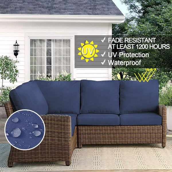 VAKADO Outdoor Patio Furniture Chair Cushion Replacement Covers Set of 4 Waterproof Decorative Cushion Cases Decor for Bench Garden Porch Couch Tent(Turquoise, 24"X24"X4")