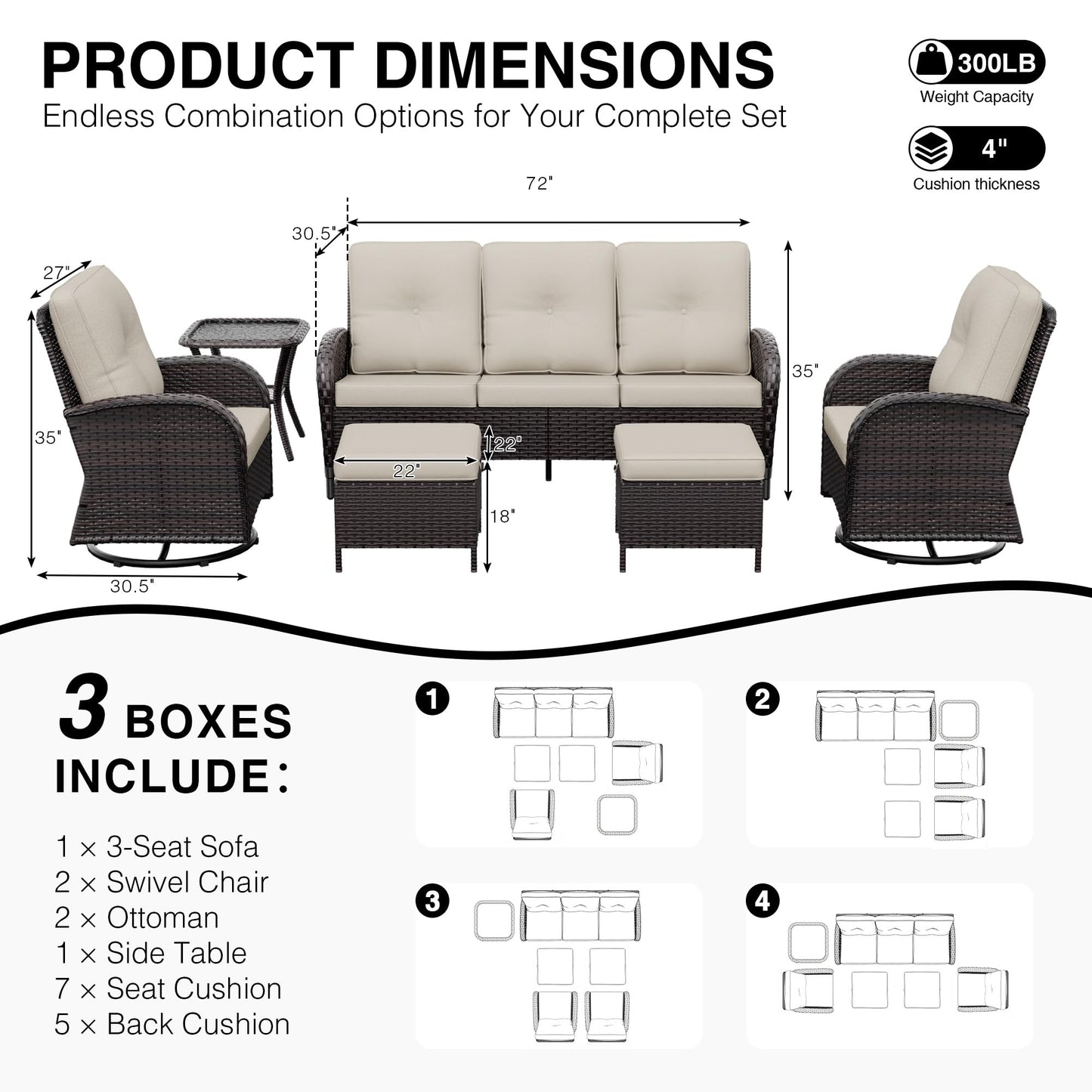 Joyside Wicker Patio Chairs Set of 2, Rattan Outdoor Furniture with Thickened Cushions, High Back, Deep Seating, Wide Armrest, Outdoor Chairs for Porch, Deck
