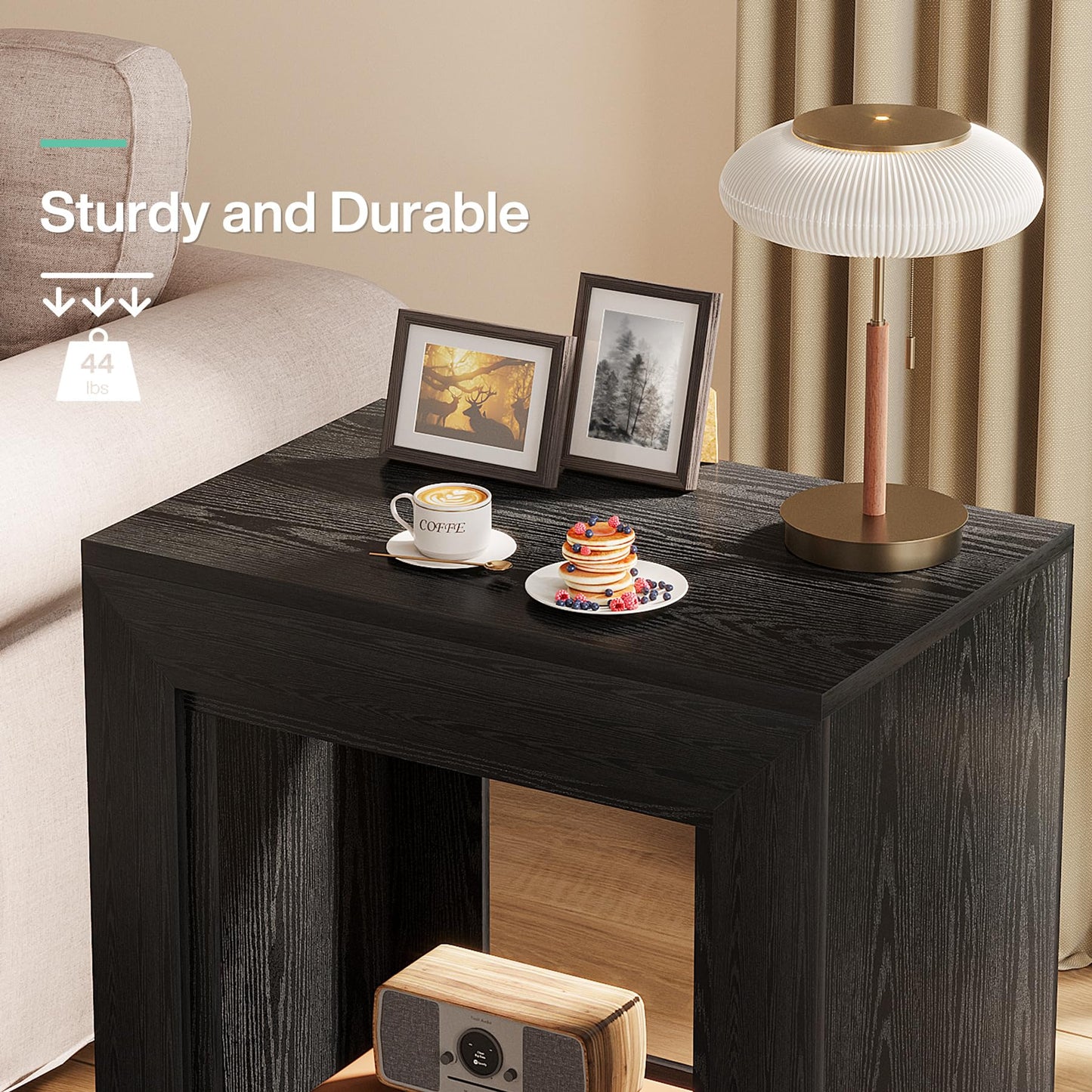 Tribesigns Rustic Wood End Table, 2 Tiered Square Side Table with Storage Shelf, Industrial Sofa Side Table for Living Room, Entrance (Rustic Brown) (1)