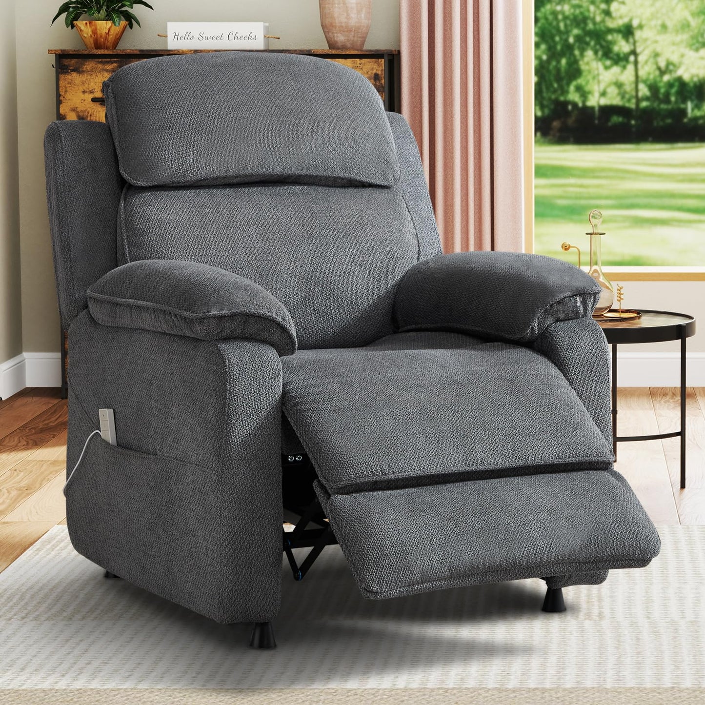 IOMOR Power Recliner Chair, Electric Recliner for Adults, Reclining Sofa Chair, Adjustable Home Theater Seating with Side Pocket for Small Space, Living Room (1, Dark Gray, Single Recliner)