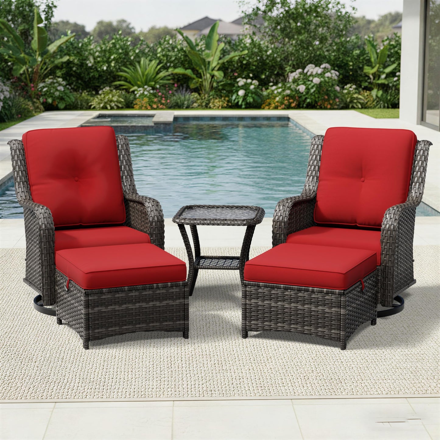 Joyside Patio Chairs Set of 2, Wicker Patio Furniture with High Back, Deep Seating, Wide Armrest, Thickened Cushions, Outdoor Rattan Furniture for Deck, Porch Use