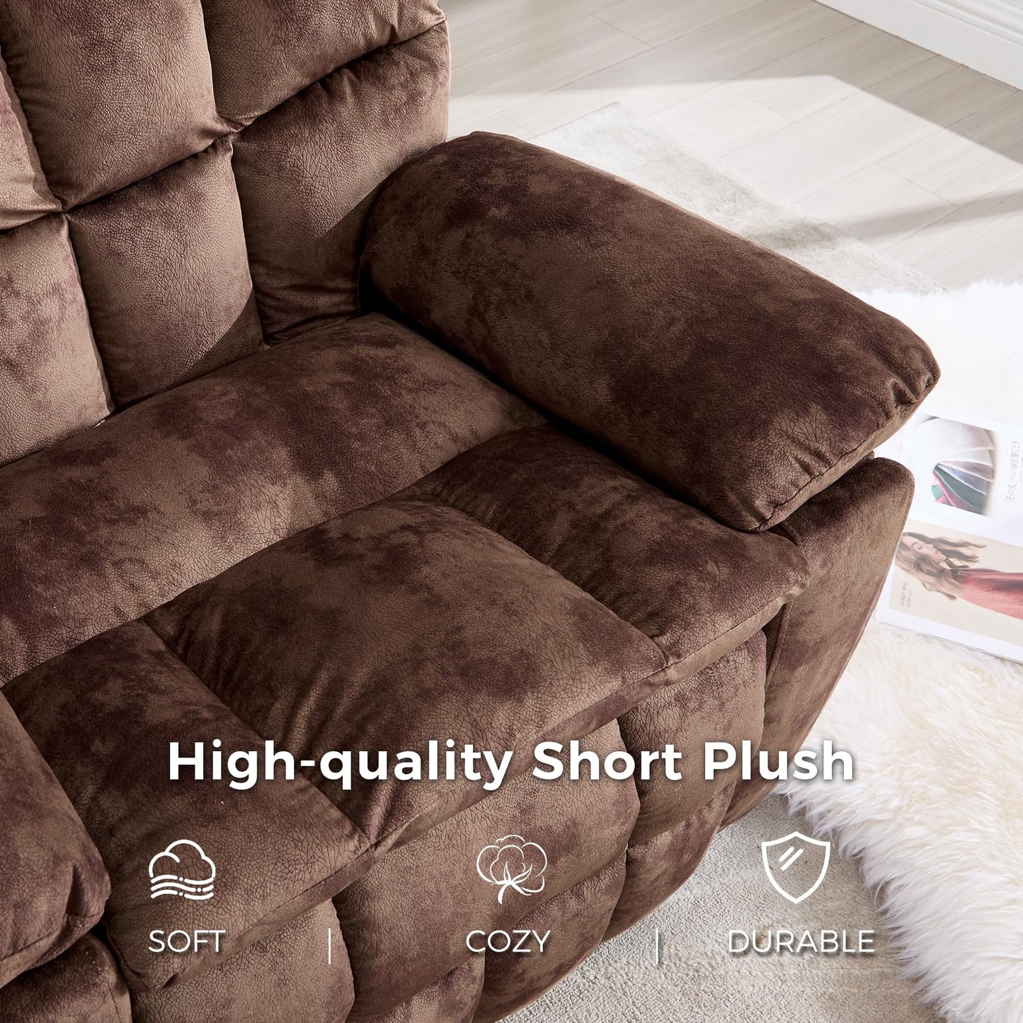 IOMOR Large Power Lift Recliner with Massage and Heat for Elderly, Heavy Duty & Safety Motion Reclining Mechanism, Ergonomic Electric Wider Chair with USB Port, 2 Hidden Cup Holders (1, Brown)