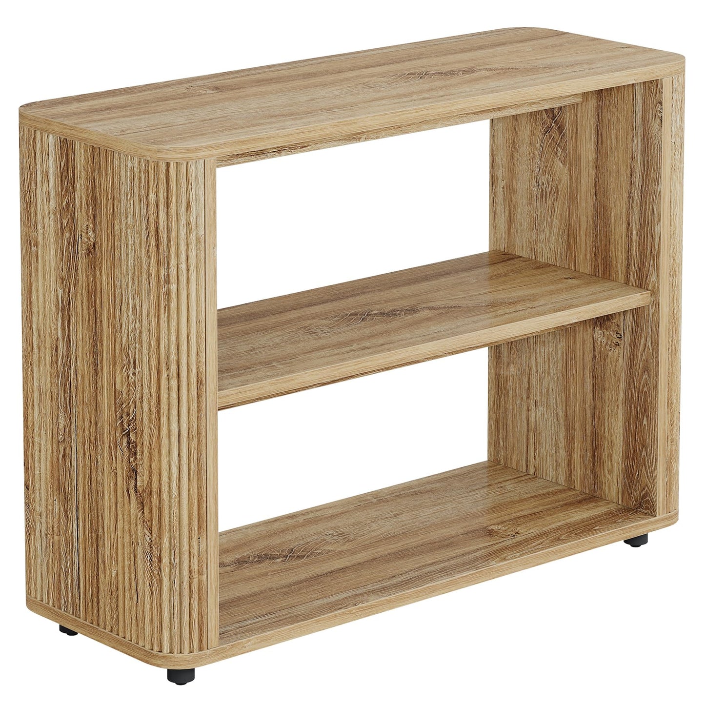 Tribesigns Narrow Side Table, 3-Tier End Table for Living Room, Small Fluted Nightstand with Storage Shelves, Farmhouse Bedside Table for Bedroom, Small Spaces, Sofa Couch, Dark Walnut