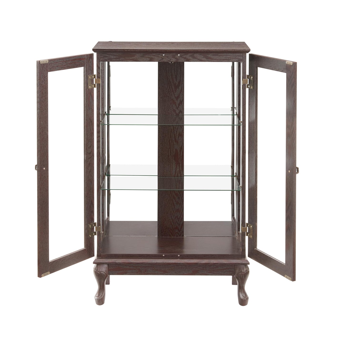 LKTART Curio Glass Display Cabinet,Storage Cabinet with Lights and Mirrored Back Panel,China Cabinet with Tempered Glass Doors and Shelves,Collectible Display Shelf,Included Bulb White