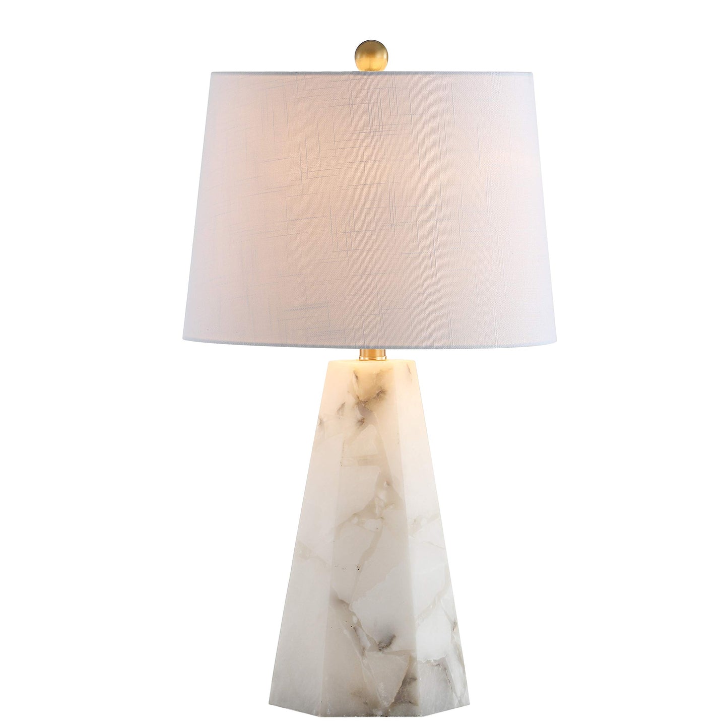 JONATHAN Y 25.5" Natural/Black Modern Table Lamp for Bedroom, White Linen Shade, Contemporary Bedside Nightstand Lamp for Living Room, LED Bulb Included (JYL6205B)