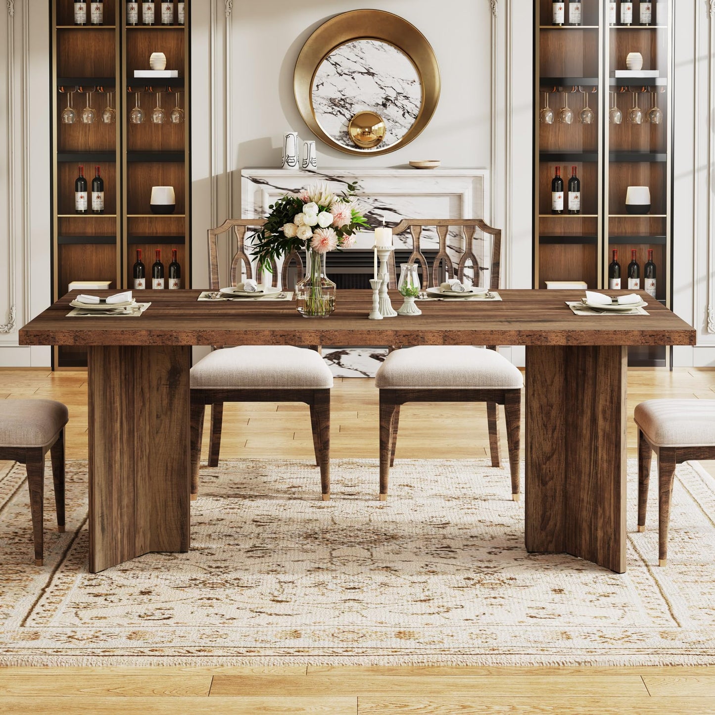 Tribesigns 63-inch Dining Table for 4-6, Farmhouse Kitchen Table with Large Tabletop, Rectangular Dinner Eating Table for Dining Room, Living Room, Kitchen