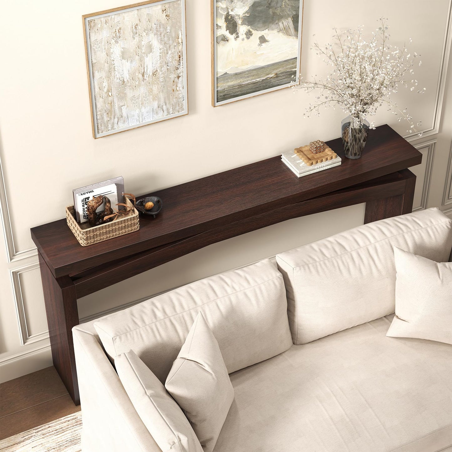 Epecoya Console Tables for Entryway 63-Inch, Wooden Sofa Tables Narrow Long Behind Couch Farmhouse, Modern Entryway Tables Rectangular for Entrance, Home, Living Room, Natural Brown