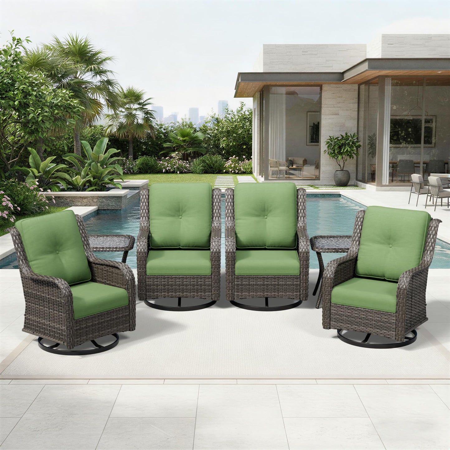 Joyside Patio Chairs Set of 2, Wicker Patio Furniture with High Back, Deep Seating, Wide Armrest, Thickened Cushions, Outdoor Rattan Furniture for Deck, Porch Use