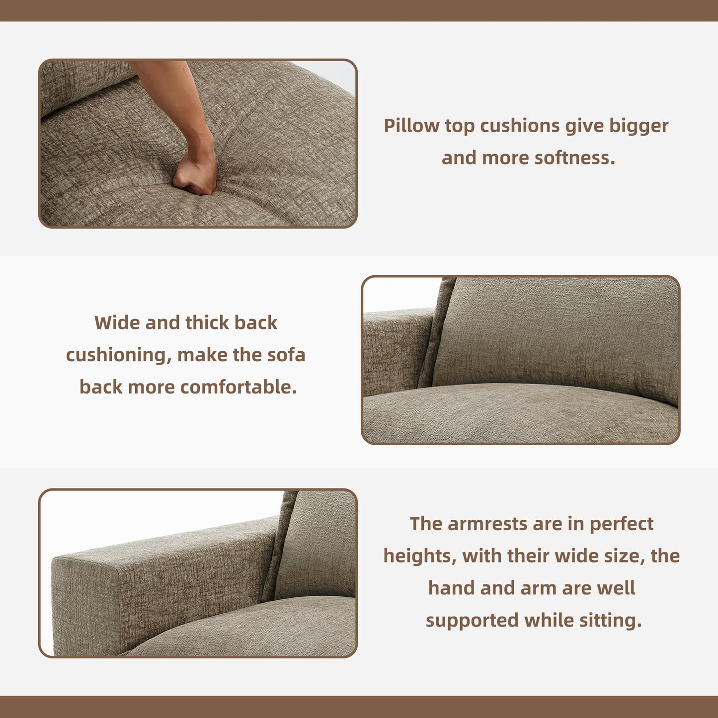 116" Modular Sectional Sofa, Comfy L Shaped Modular Coush Sofa with Ottoman, 3-Seat Chenille Cloud Couches Deep Seat Sofa for Living Room, Apartment, Small Spaces, Beige
