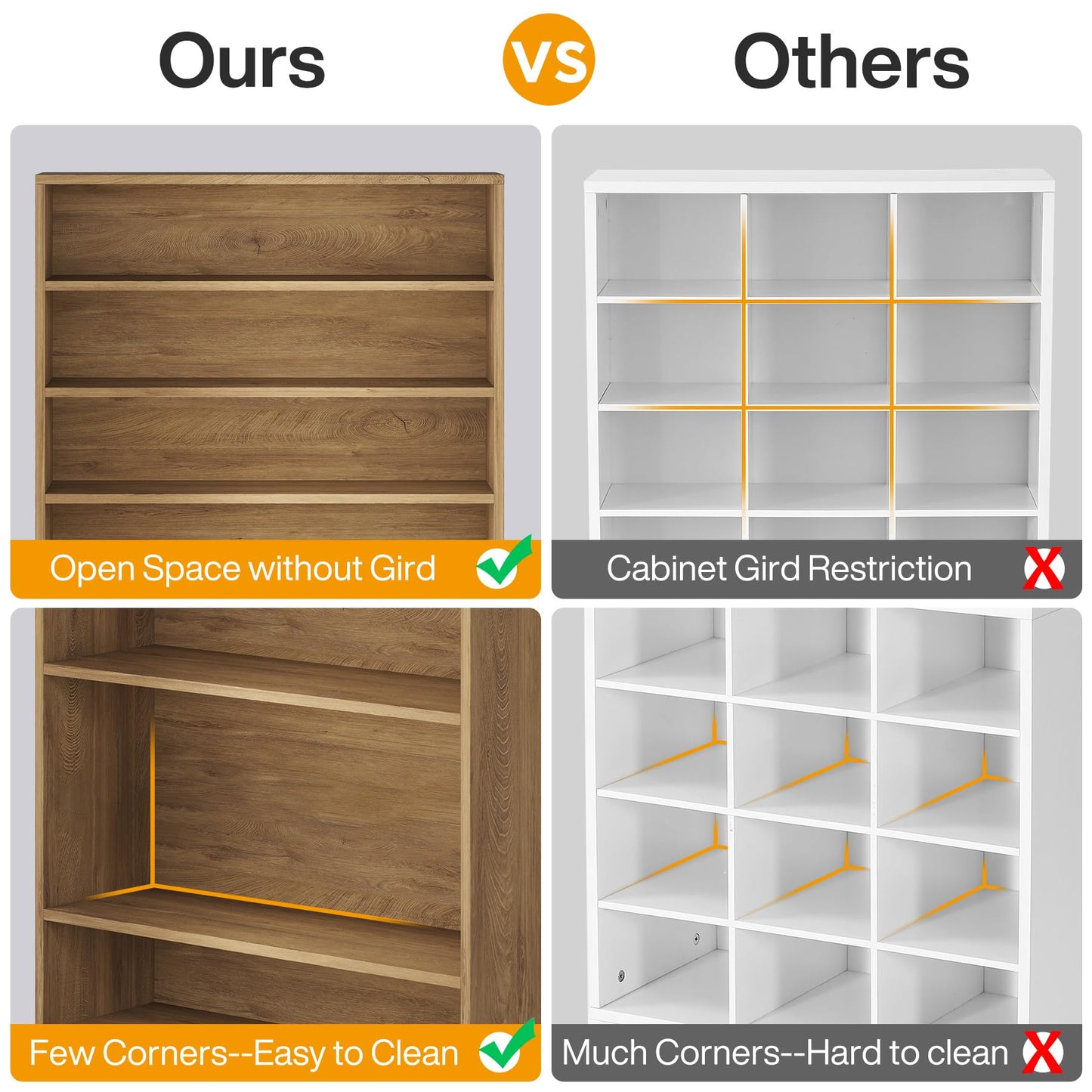 Tribesigns Shoe Cabinet, 9 Tiers 40-45 Pairs Heavy Duty Wood Freestanding Shoe Storage Cabinet, 70.8'' Tall Shoe Cabinet with Open Storage for Entryway, White
