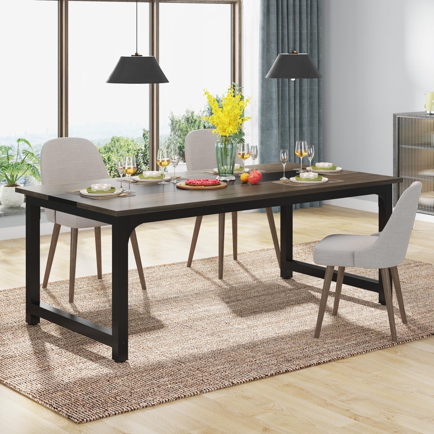 Tribesigns Modern Simple Computer Desk, 47 inch Vintage Office Desk Computer Table, Study Writing Study Desk Workstation for Home Office, Rustic Brown