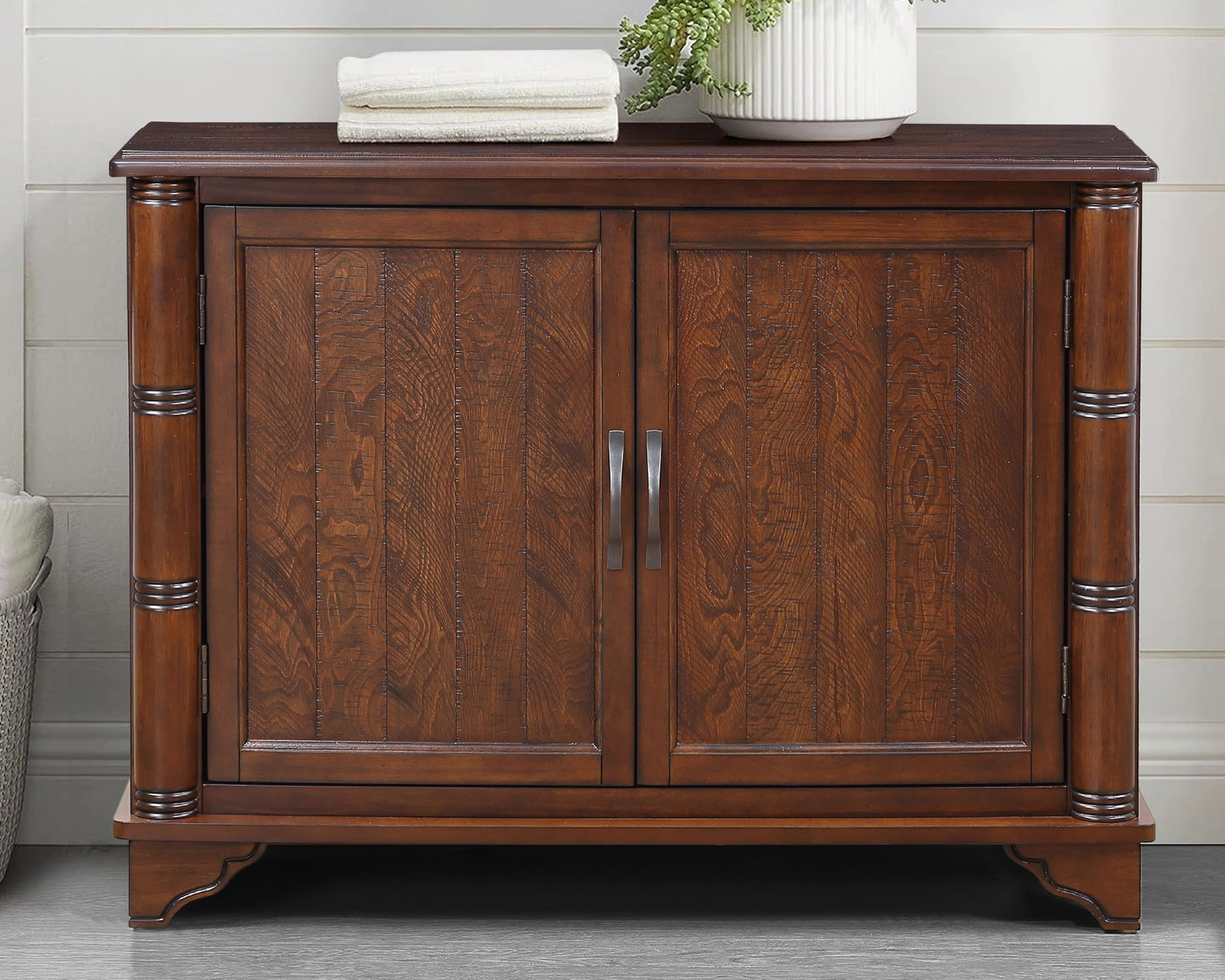 LKTART 65" Mid Century Sideboard Buffet Cabinet with Solid Wood Legs,Accent Storage Cabinet Credenza with 4 Doors for Living Room,Entryway,Kitchen(Walnut)