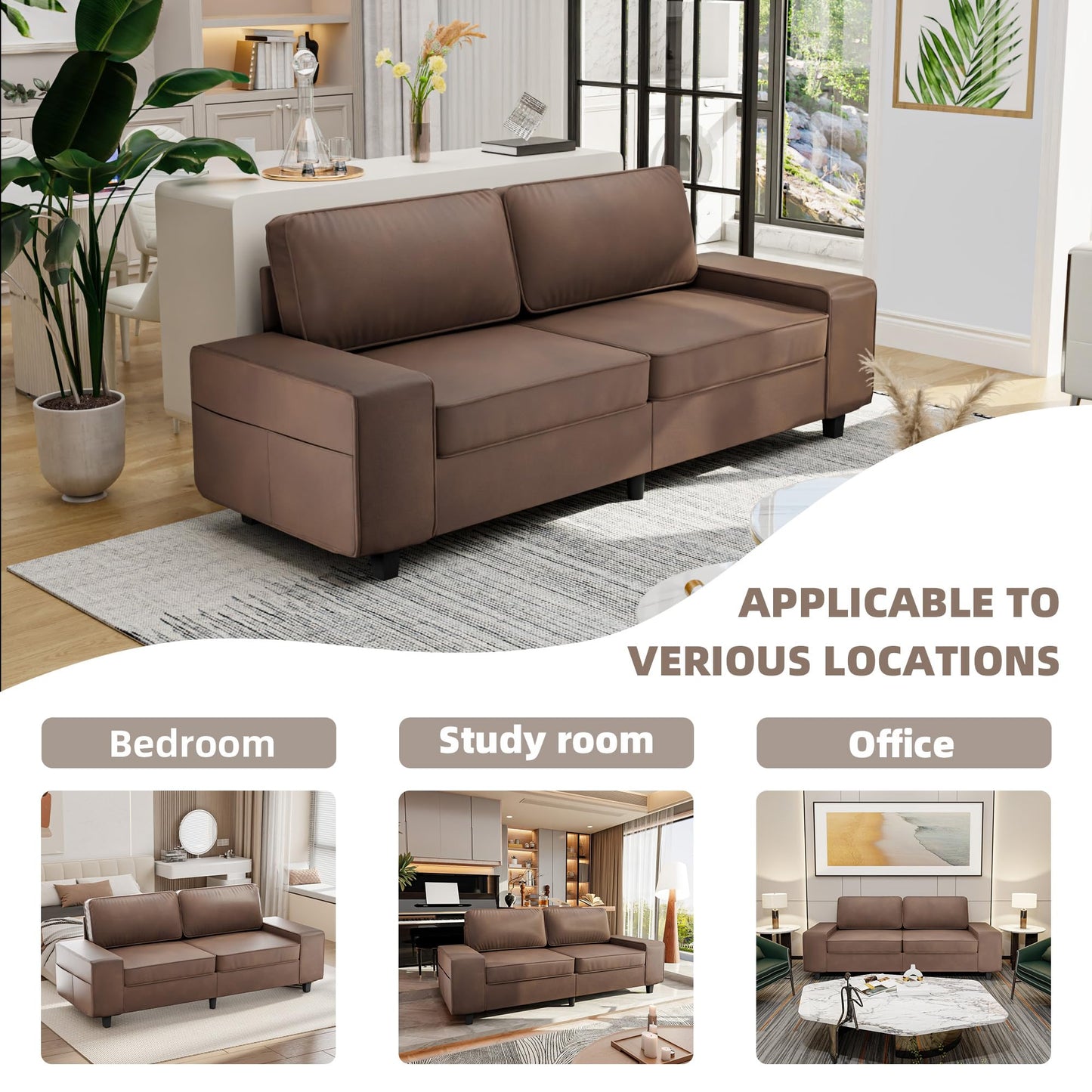 71" Loveseat Sofa for Living Room, Deep Seat Mid Century Modern Chenille Fabric 2 Love Seat Couch Love Seats for Small Space,Living Room,Studio,Apartment