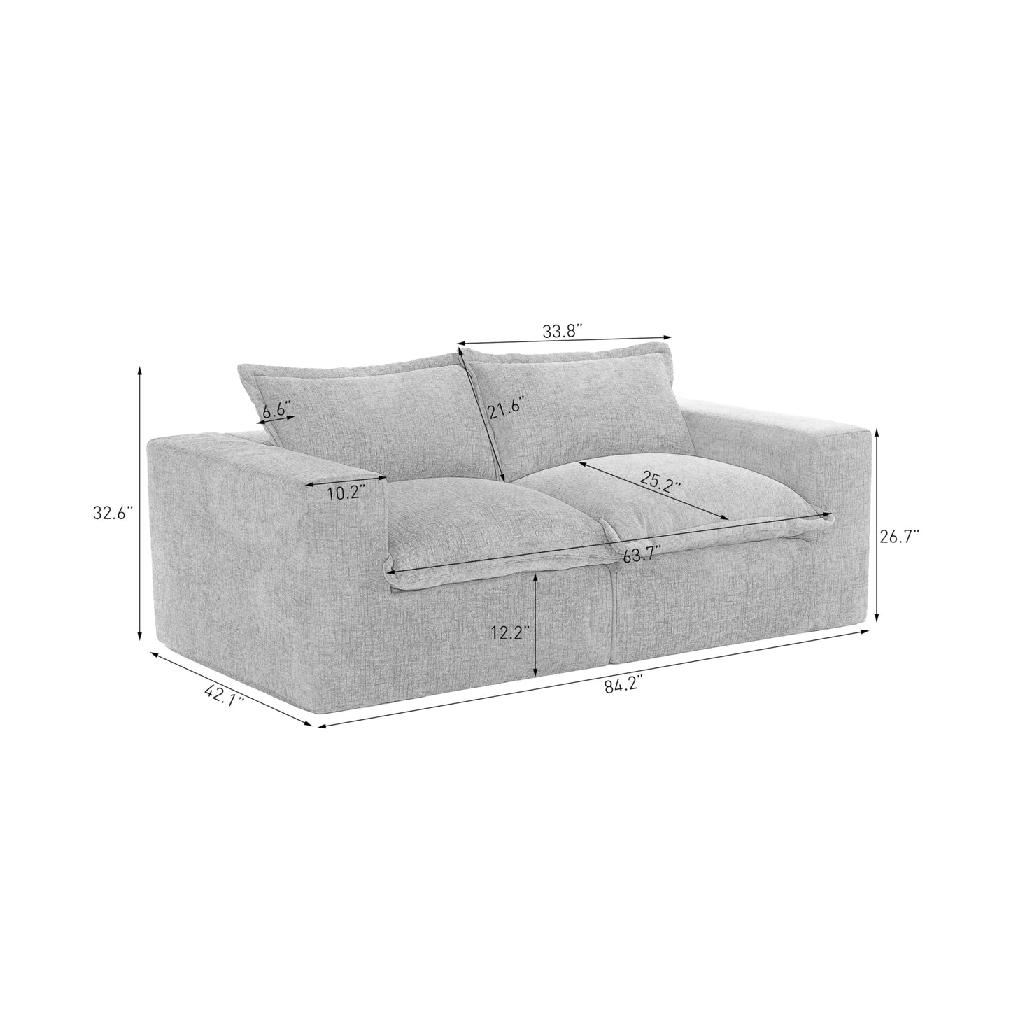 116" Modular Sectional Sofa, Comfy L Shaped Modular Coush Sofa with Ottoman, 3-Seat Chenille Cloud Couches Deep Seat Sofa for Living Room, Apartment, Small Spaces, Beige