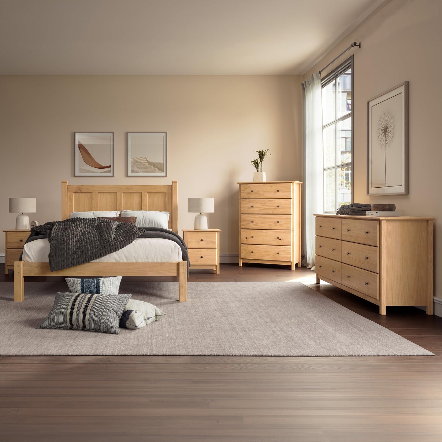 Grain Wood Furniture Shaker 5-Drawer Chest, Solid Wood with a Cherry Finish