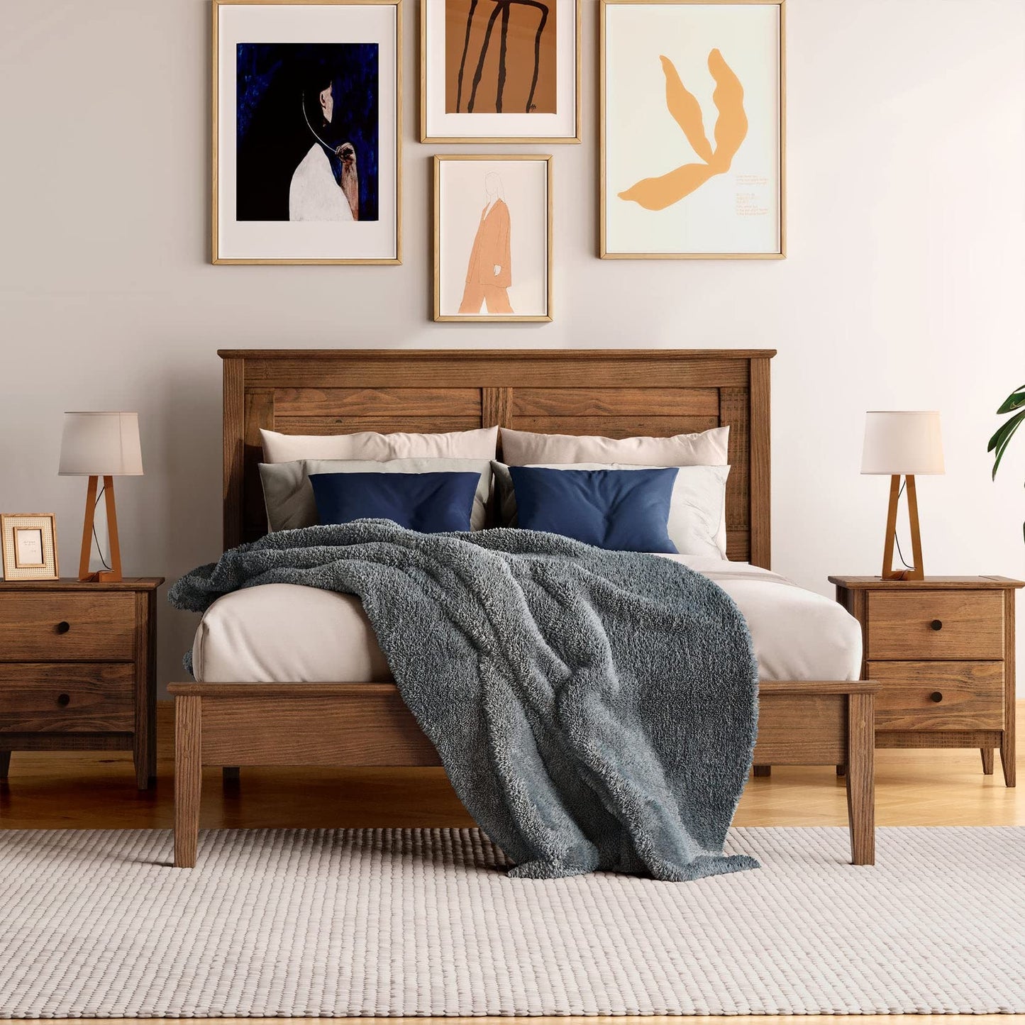 Grain Wood Furniture Greenport Solid Wood Platform Bed, Full Size, Brushed Walnut
