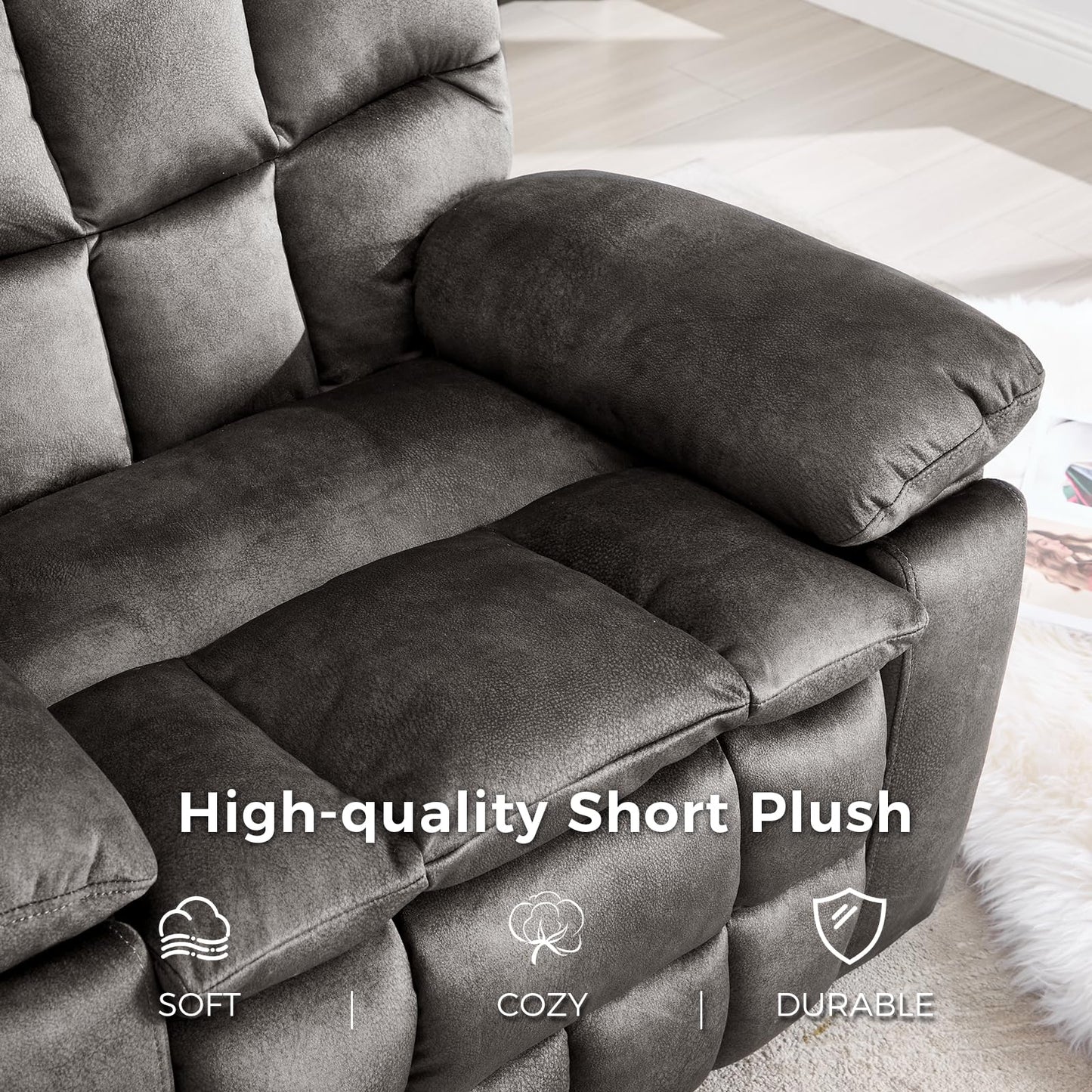 IOMOR Large Power Lift Recliner with Massage and Heat for Elderly, Heavy Duty & Safety Motion Reclining Mechanism, Ergonomic Electric Wider Chair with USB Port, 2 Hidden Cup Holders (1, Brown)