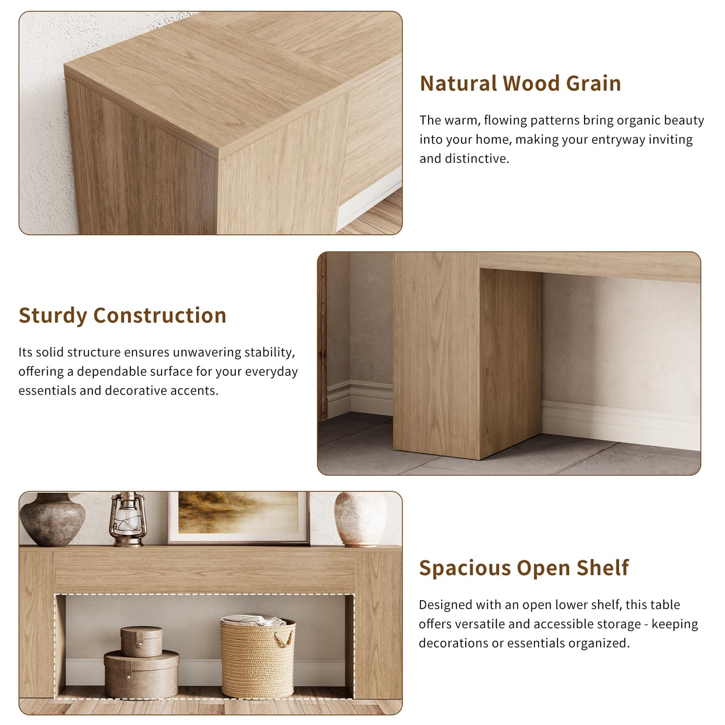Epecoya Extra Long Console Tables for Entryway 86-Inch, Farmhouse Couch Table Behind Sofa Wooden, Modern Entryway Table for Entrance, Hallway, Living Room, Apartment, Natural Oak Brown