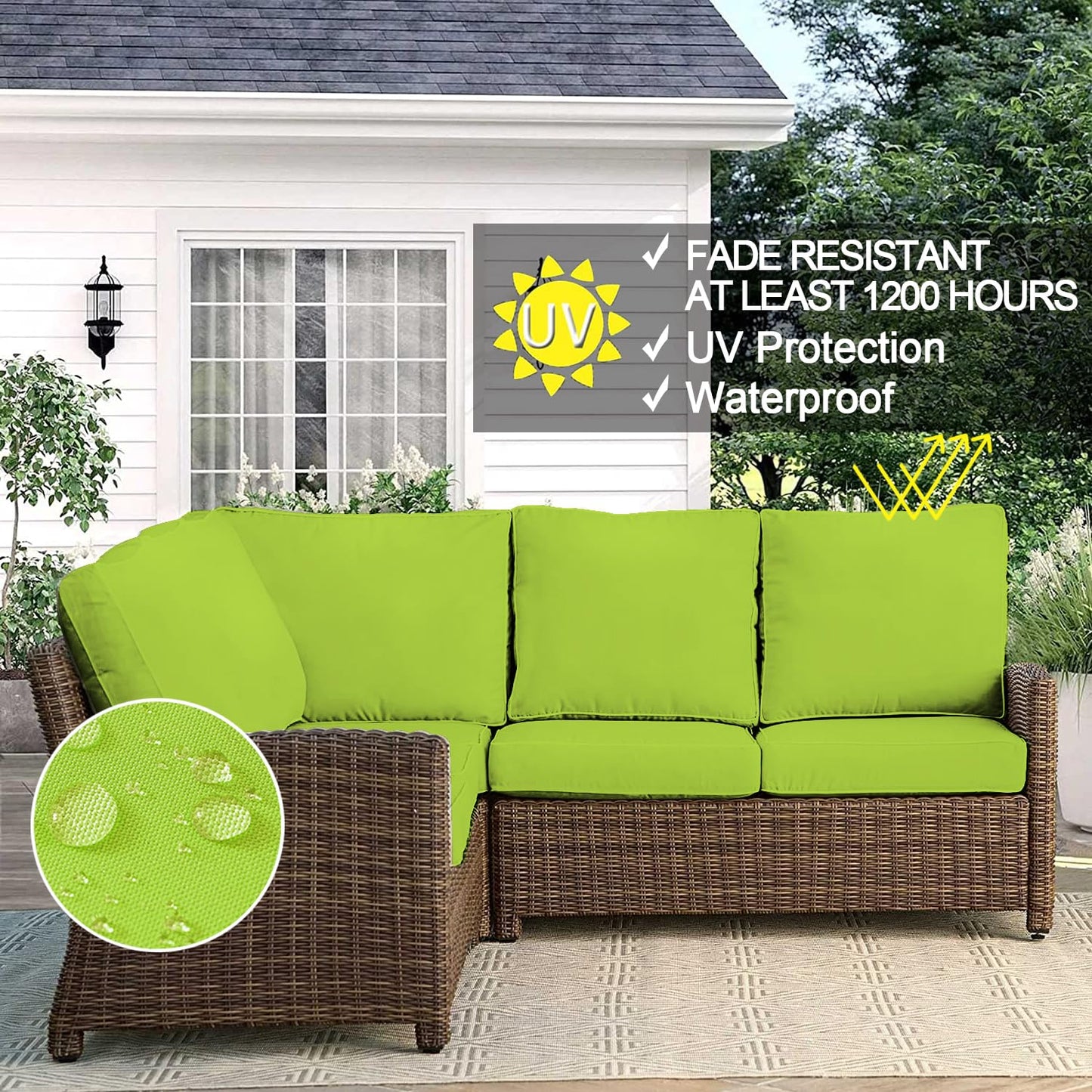 VAKADO Outdoor Patio Furniture Chair Cushion Replacement Covers Set of 4 Waterproof Decorative Cushion Cases Decor for Bench Garden Porch Couch Tent(Turquoise, 24"X24"X4")