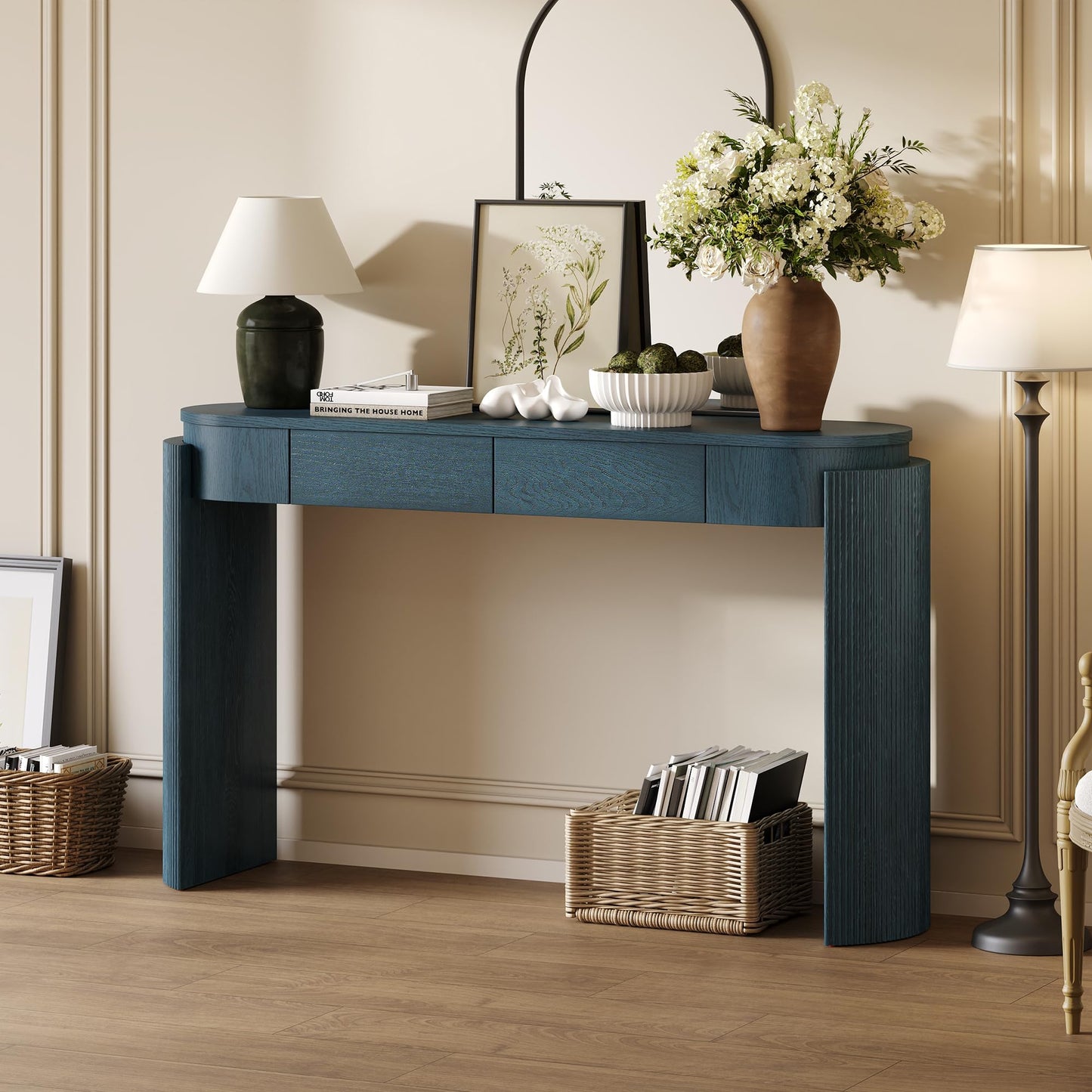 LKTART Solid Wood Console Table Sofa Tables with Drawers and Shelves Small Entryway Table for Living Room,Behind the Couch Table,Foyer(42" Espresso)