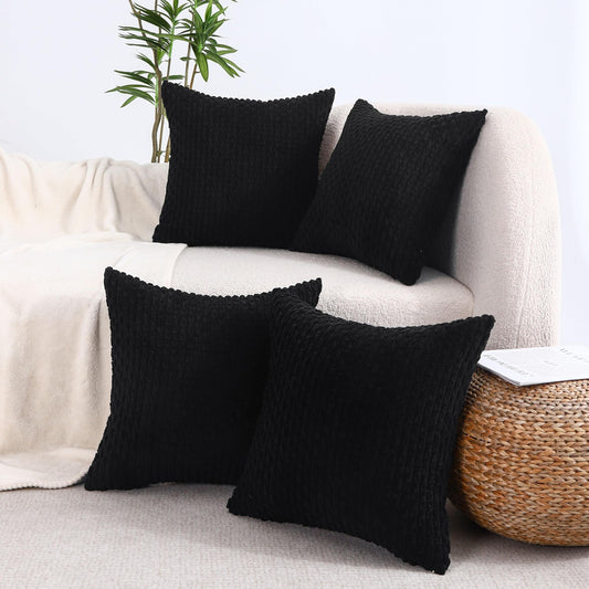 VAKADO Couch Throw Pillow Covers 16x16 Set of 4 Decorative Neutral Corduroy Boho Rustic Farmhouse Cushion Case Square for Home Decor Sofa Living Room Bed