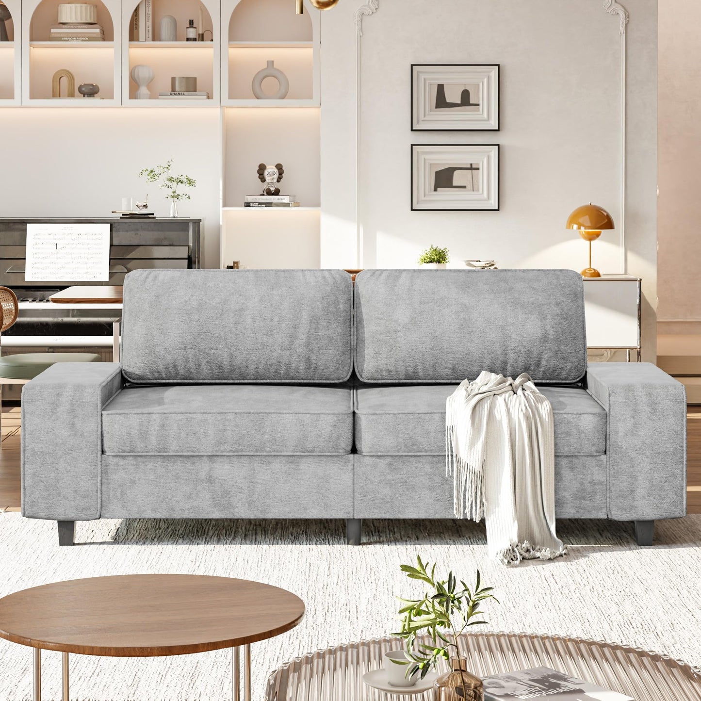 71" Loveseat Sofa for Living Room, Deep Seat Mid Century Modern Chenille Fabric 2 Love Seat Couch Love Seats for Small Space,Living Room,Studio,Apartment