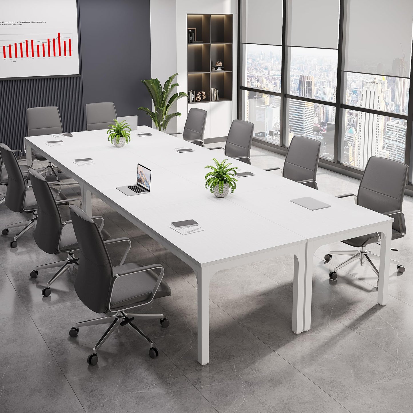 Tribesigns 6.5 FT Conference Room Table, 78.74" W x 27.56" D Large Office Conference Table, Modern Seminar Meeting Table Desk for Boardroom, Meeting Room (1, Rustic Brown)