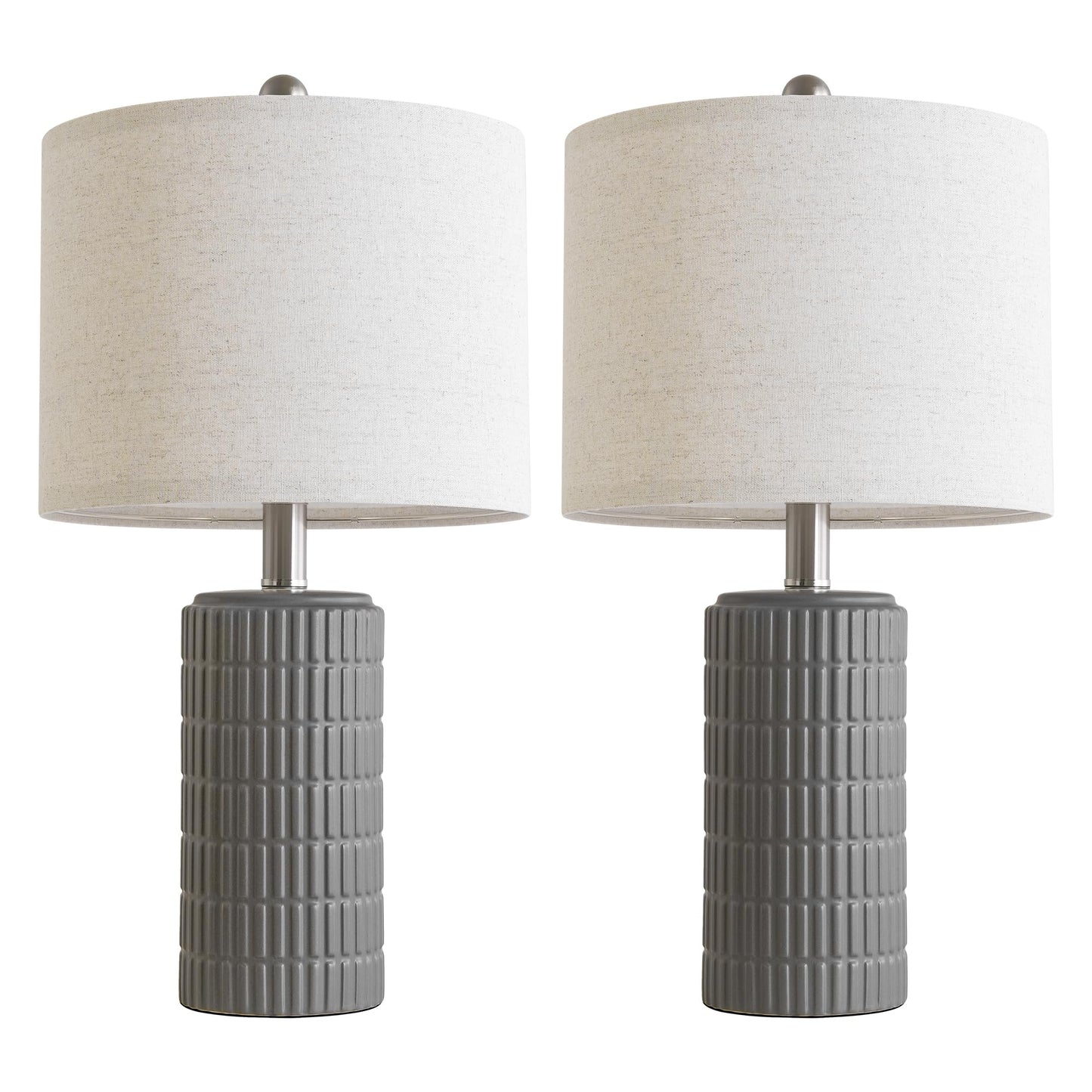 PoKat 20.75" Small Modern Ceramic Table Lamps Set of 2 for Bedroom, White Bedside Lamps for Night Stands, Farmhouse Desk Decor Gift Nightstand Table Lamps for Living Room End Table Beige