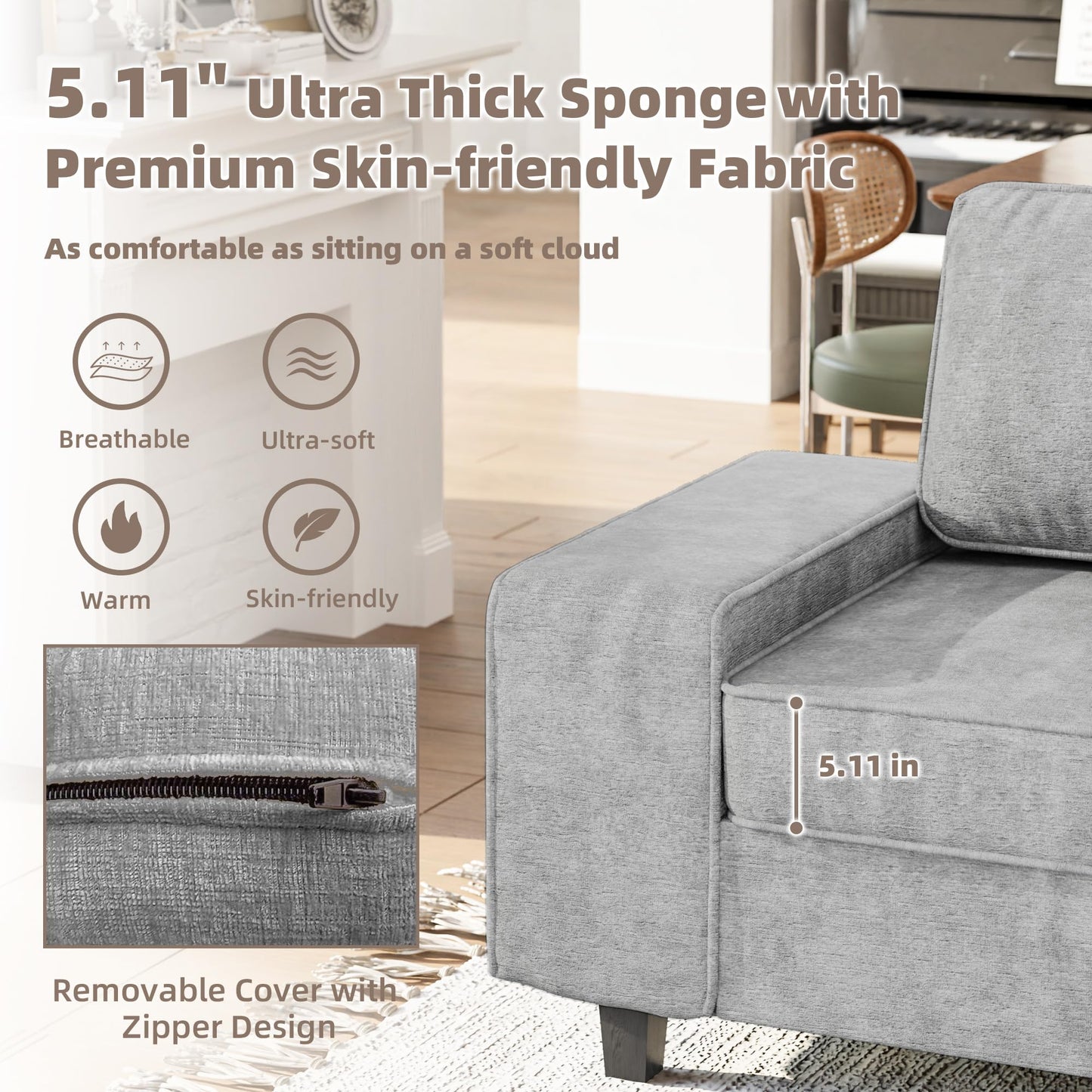 71" Loveseat Sofa for Living Room, Deep Seat Mid Century Modern Chenille Fabric 2 Love Seat Couch Love Seats for Small Space,Living Room,Studio,Apartment