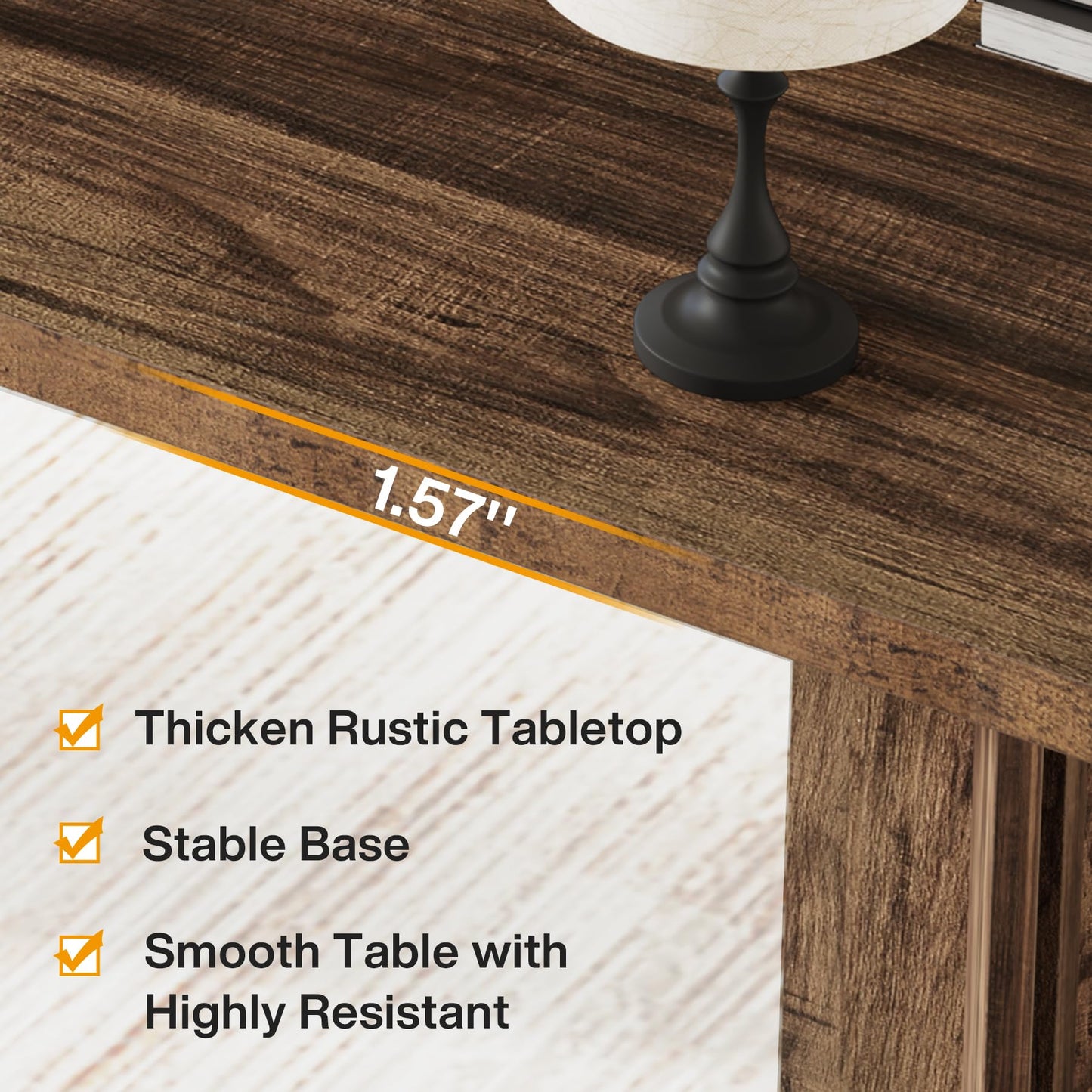 Tribesigns 63-inch Executive Desk, Vintage Home Office Computer Desk with Large Tabletop, Farmhouse Wood Writing Conference Table Workstation for Office, Study, Walnut Brown