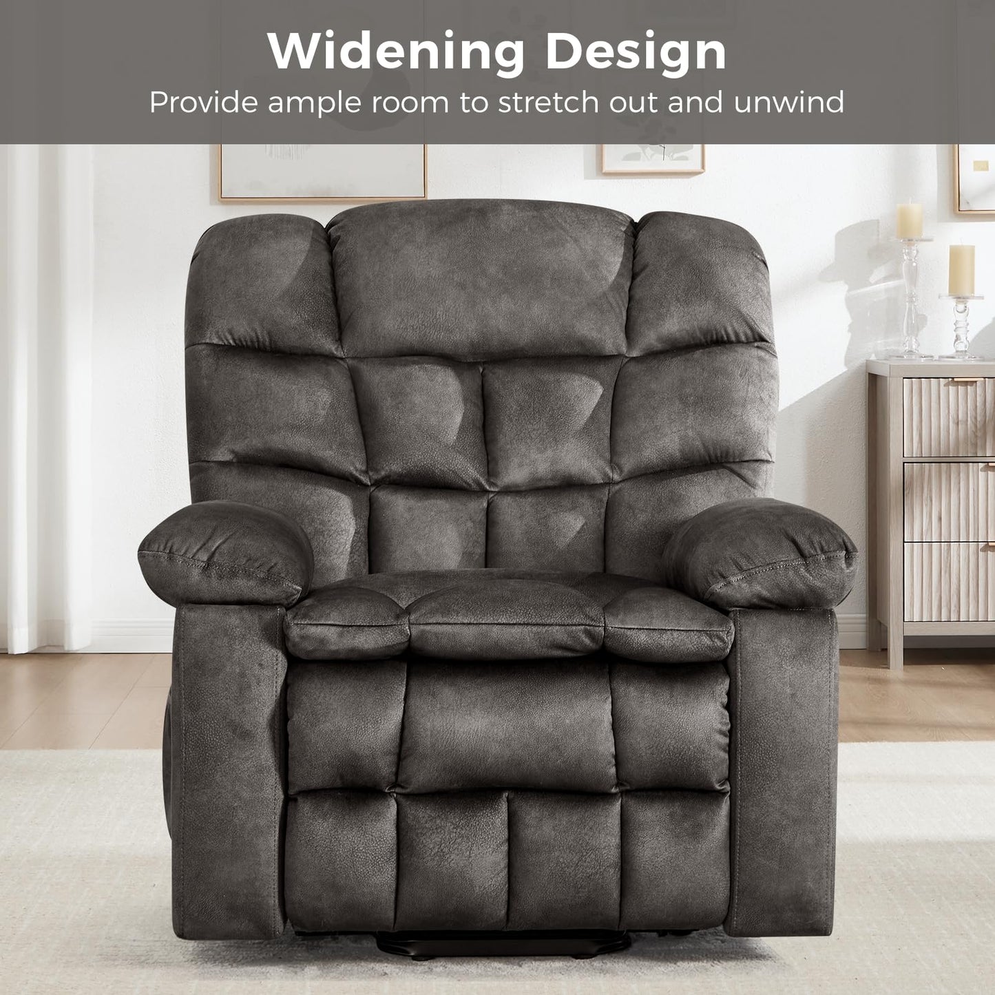IOMOR Large Power Lift Recliner with Massage and Heat for Elderly, Heavy Duty & Safety Motion Reclining Mechanism, Ergonomic Electric Wider Chair with USB Port, 2 Hidden Cup Holders (1, Brown)