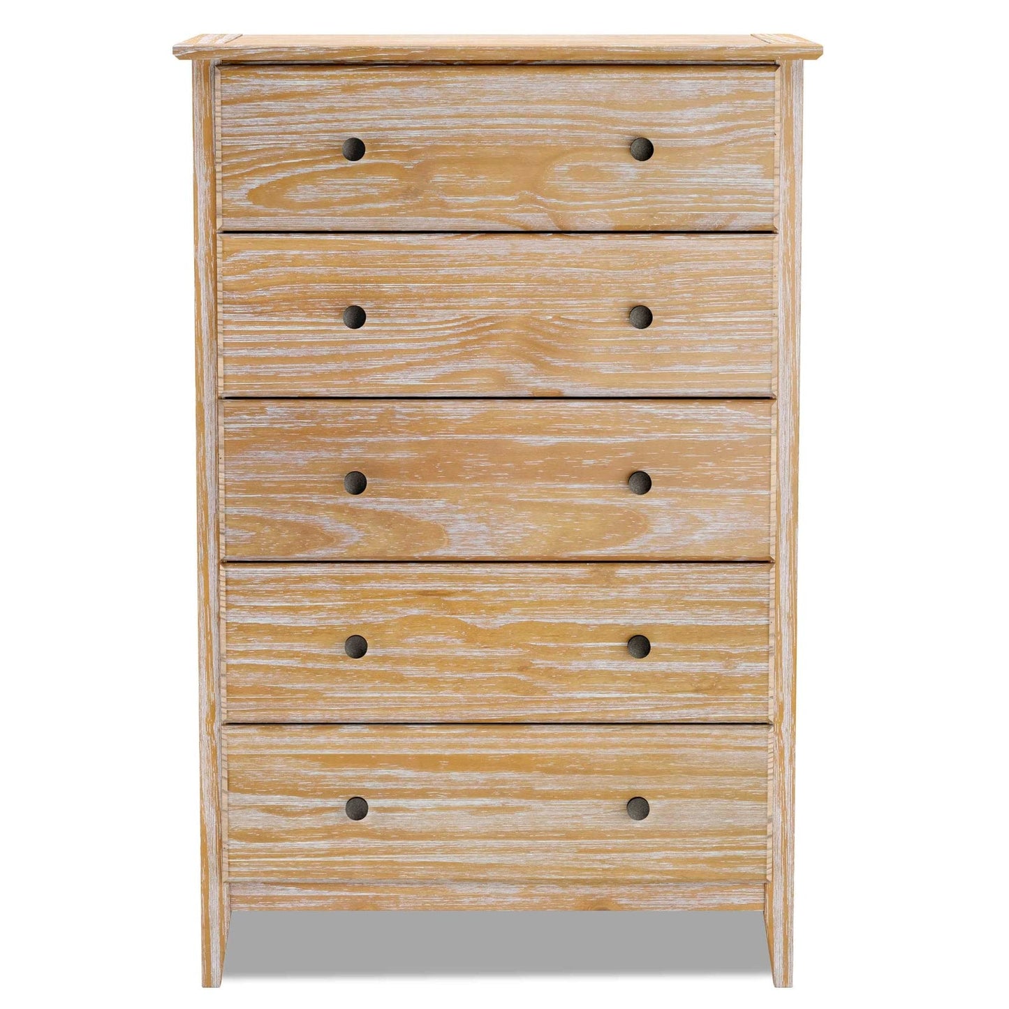 Grain Wood Furniture Greenport 5-Drawer Chest, Solid Wood with Brushed Walnut Finish