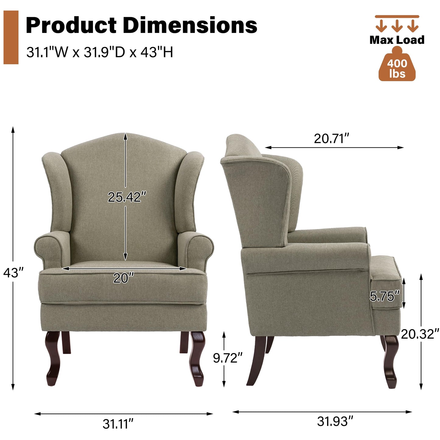 High Back Accent Chair, Comfy Upholstered Fabric Armchair for Living Room, Mid Century Modern Club Accent Chair with Curved Armrests and Solid Legs, Single Sofa Reading Chair for Bedroom, Cranberry
