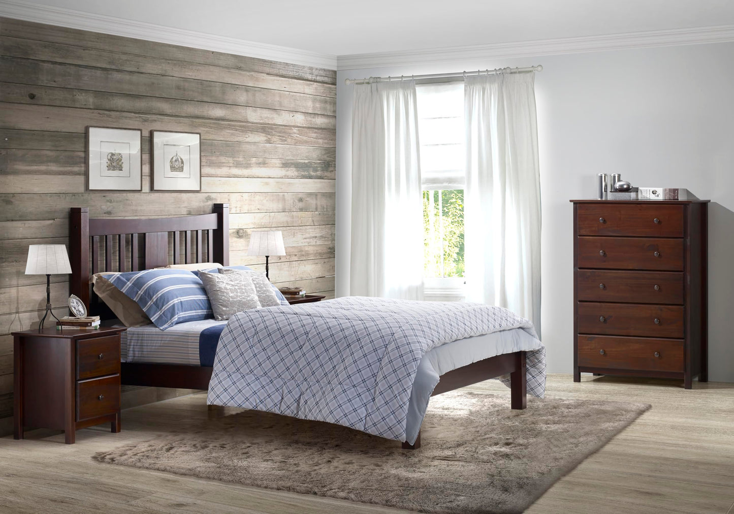 Grain Wood Furniture Shaker 5-Drawer Chest, Solid Wood with a Cherry Finish