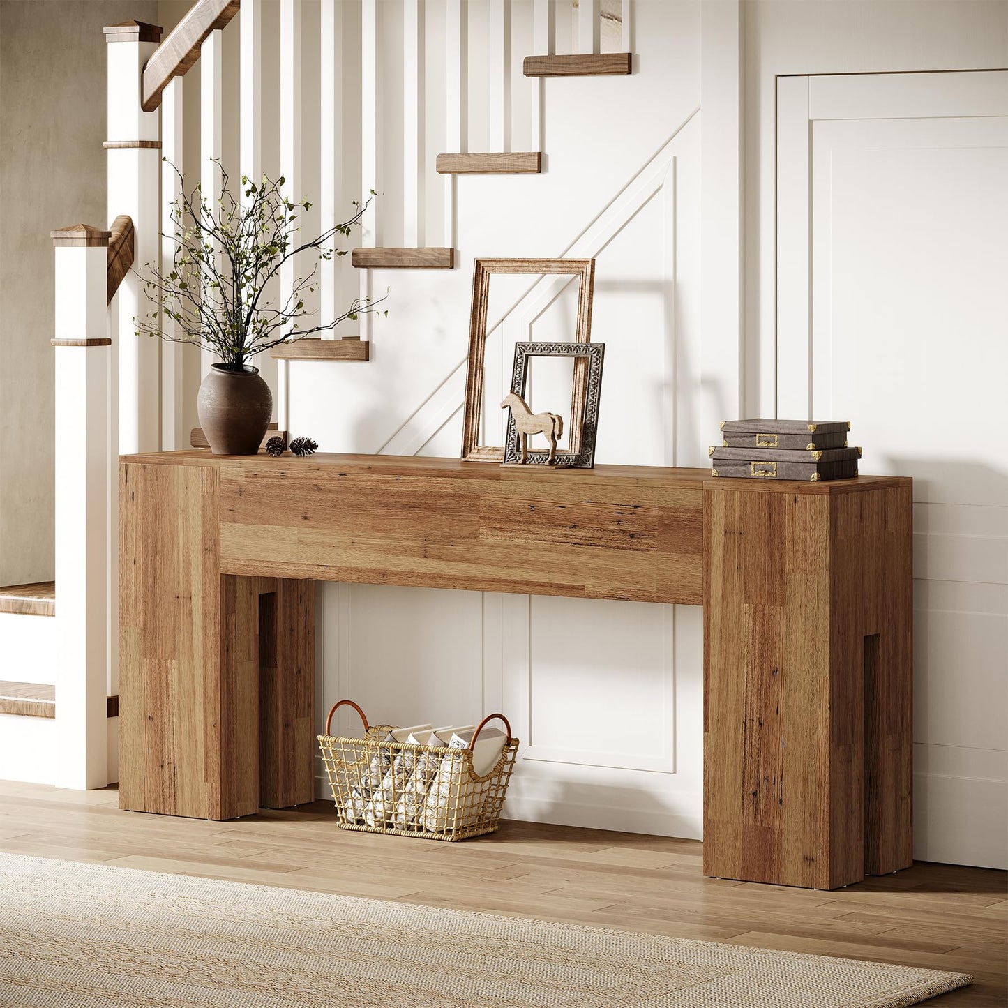 Tribesigns 71-Inch Long Console Table for Entryway, Farmhouse Sofa Console Behind Couch, Entry Table for Hallway, Foyer, Living Room, Black