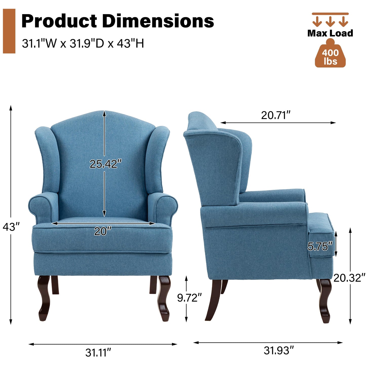 High Back Accent Chair, Comfy Upholstered Fabric Armchair for Living Room, Mid Century Modern Club Accent Chair with Curved Armrests and Solid Legs, Single Sofa Reading Chair for Bedroom, Cranberry