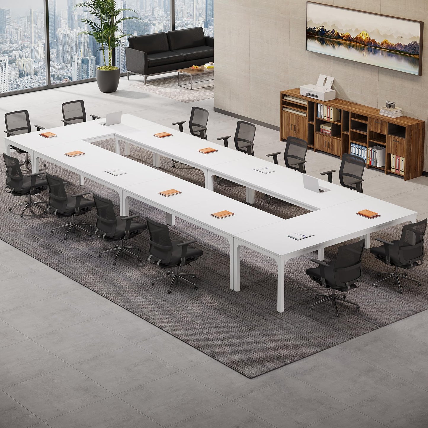 Tribesigns 6.5 FT Conference Room Table, 78.74" W x 27.56" D Large Office Conference Table, Modern Seminar Meeting Table Desk for Boardroom, Meeting Room (1, Rustic Brown)