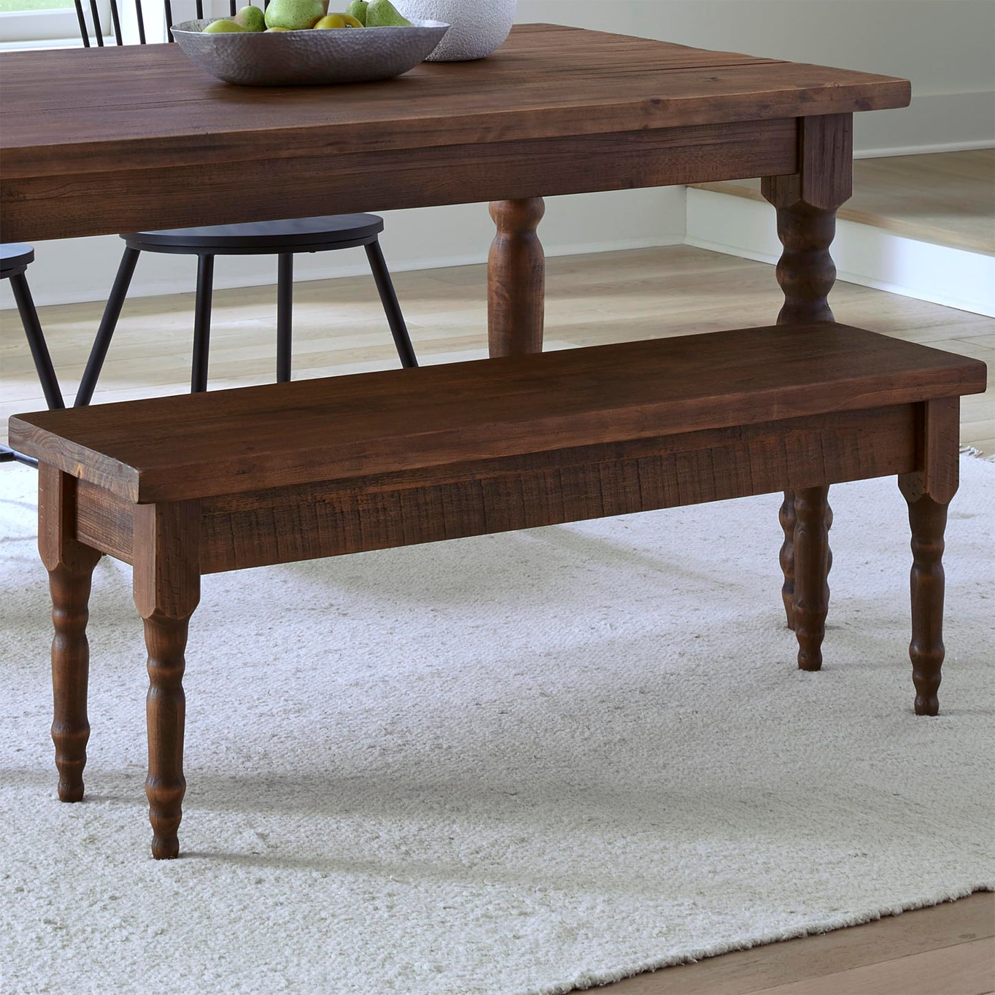 Grain Wood Furniture Valerie Solid Wood Bench with a Rustic Walnut Finish