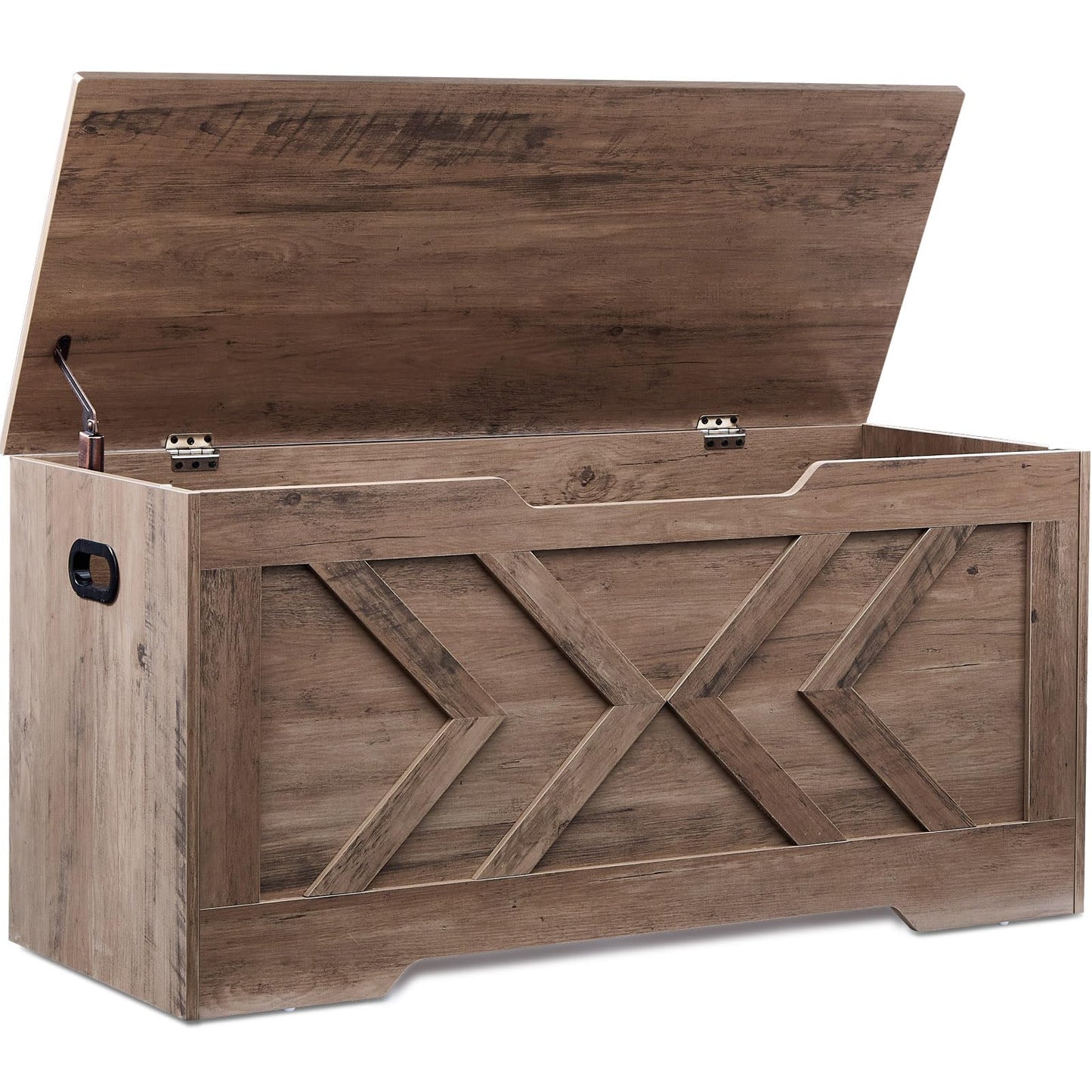 47.2” Storage Bench,Extra Large Wooden Storage Chest with 2 Safety Hinges,entryway Bench,Blanket Storage,Shoe Storage Bench for Entryway,Bedroom,Living Room,Easy Assembly.-Greige