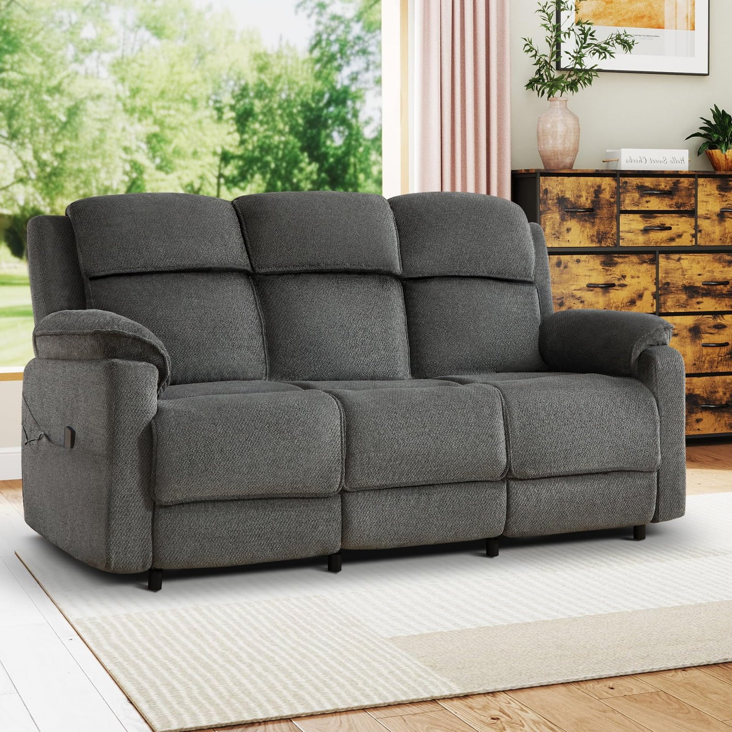 IOMOR Power Recliner Chair, Electric Recliner for Adults, Reclining Sofa Chair, Adjustable Home Theater Seating with Side Pocket for Small Space, Living Room (1, Dark Gray, Single Recliner)