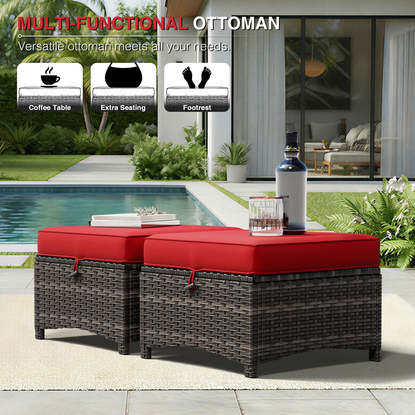 Joyside Outdoor Patio Couch, 3 Seater Outdoor Wicker Sofa with High Back, Deep Seating, Wide Armrest, Thickened Cushions, Patio Sofa for Deck, Porch Use