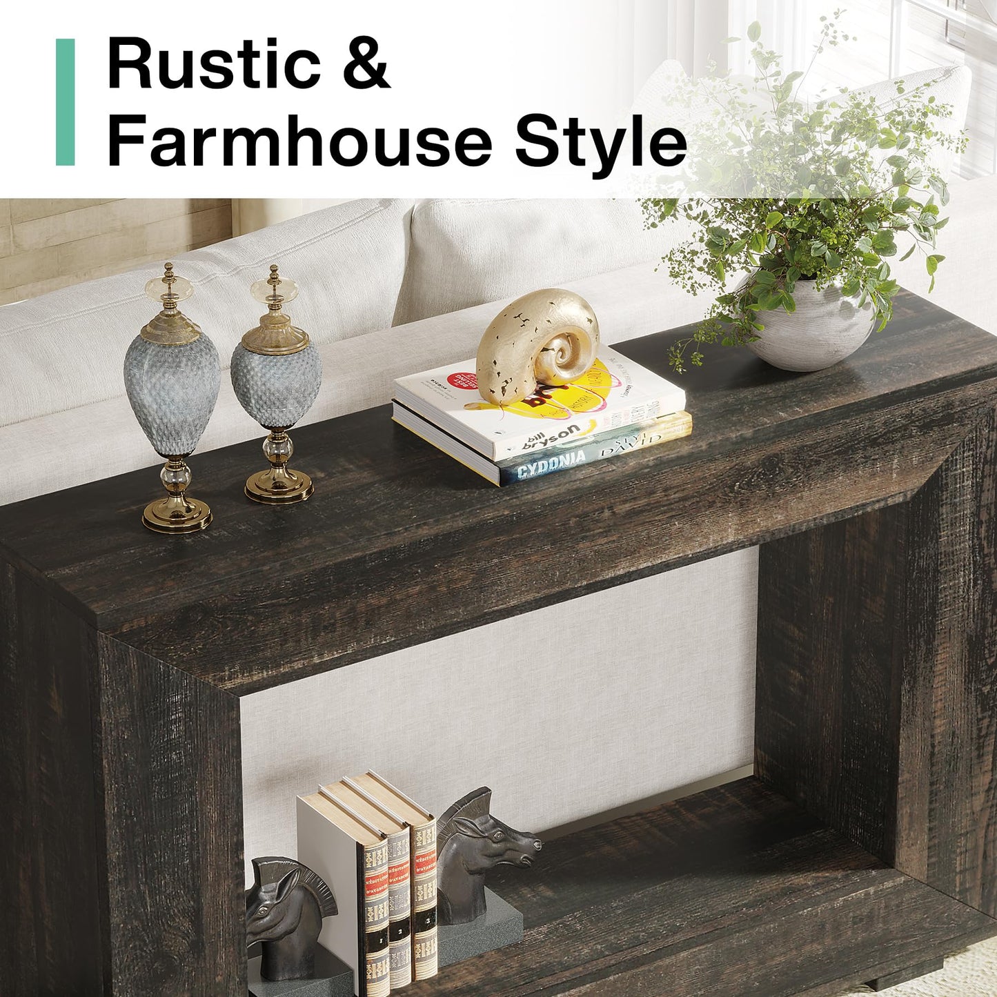 Tribesigns Farmhouse Console Table, 47 Inches Entryway Console Table with Storage, Industrial Hallway Accent Table for Living Room, Entrance
