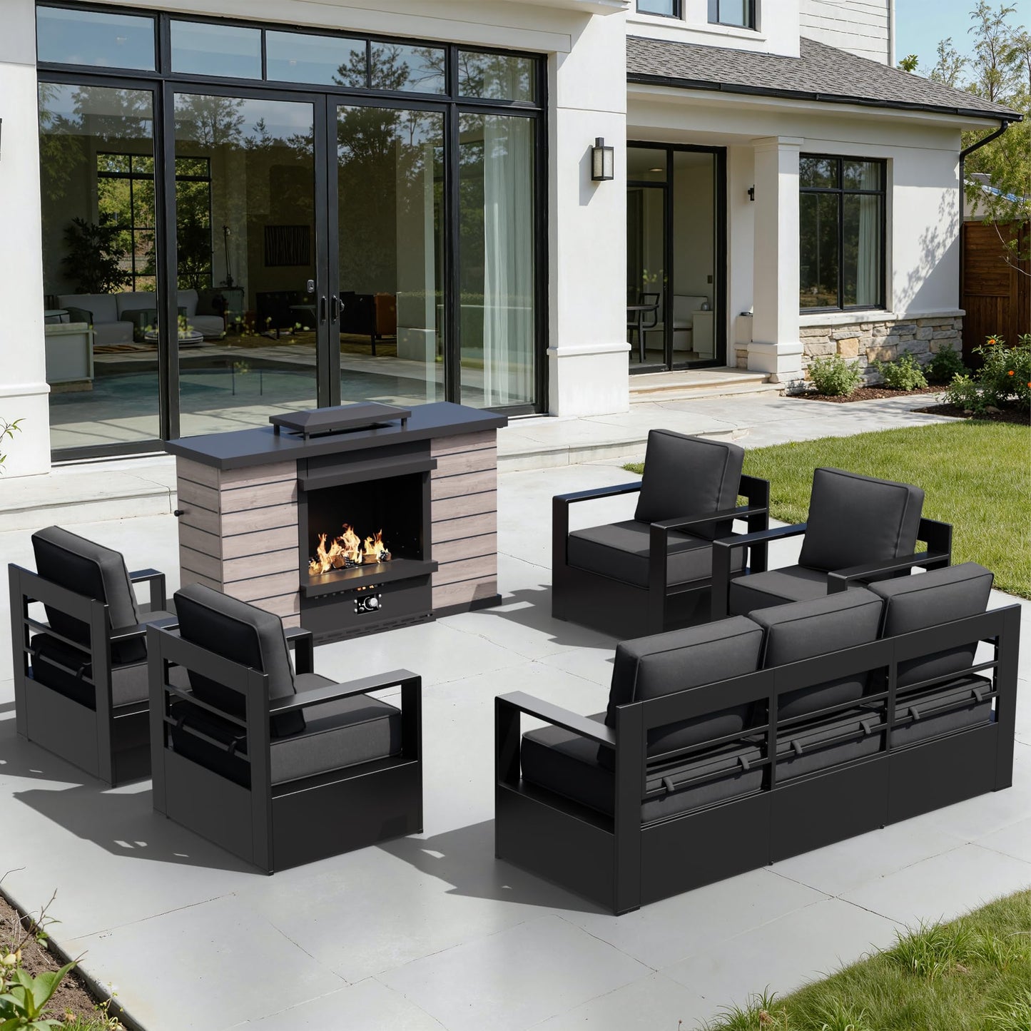 Aluminum Patio Swivel Chair - Outdoor Swivel Rocking Chair with 6" Thick Removable Cushions, All-Weather Metal Frame, Deep Setting for Garden, Poolside and Porch
