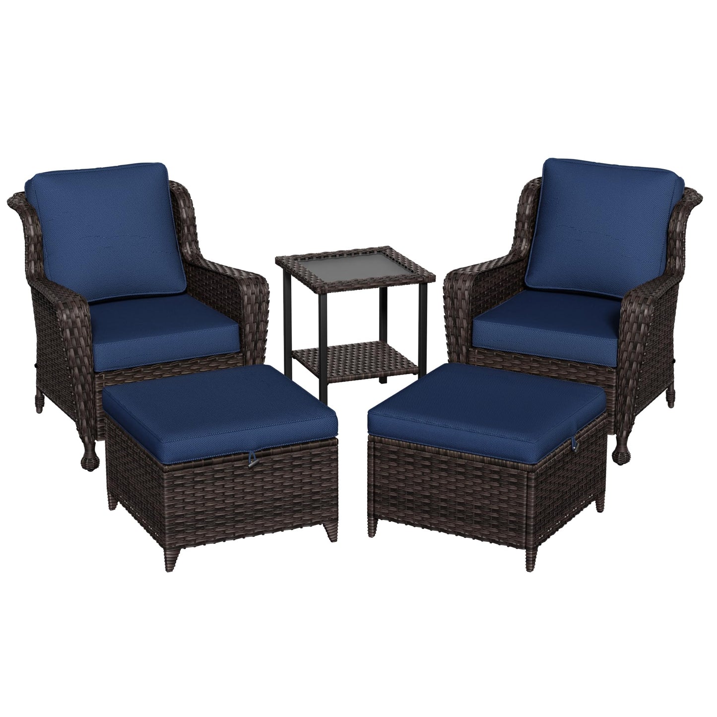 Wicker Patio Loveseat, All-Weather Rattan 2-Seat Sofa with Cushions, Outdoor Patio Furniture Set for Patio, Balcony, Backyard, Deck, Poolside