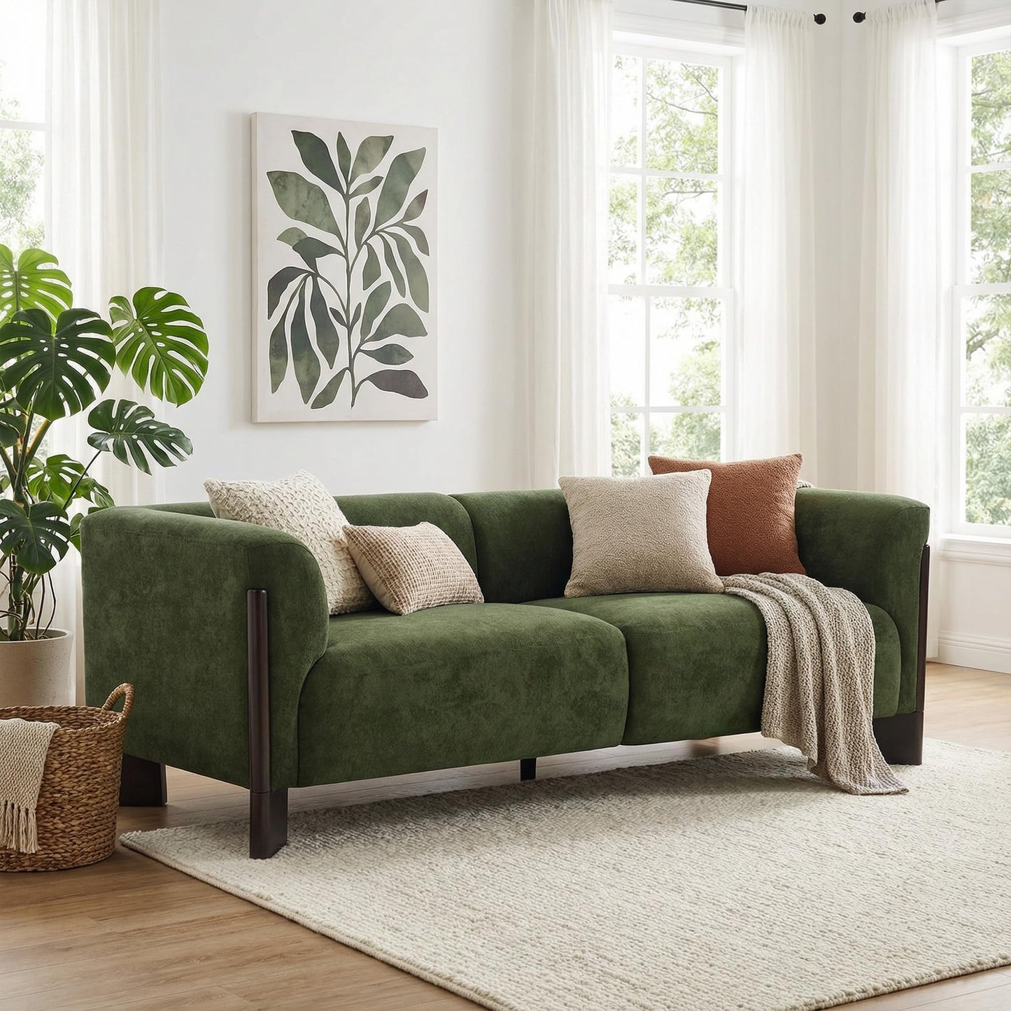 81" Loveseat Sofa Couch, 2 Seater Sofa Couches with Wood Legs and Armrest, Comfy Thick Cushion Upholstered Lounge Loveseat Sofa Chair for Living Room Office, Chenille Fabric, Gray