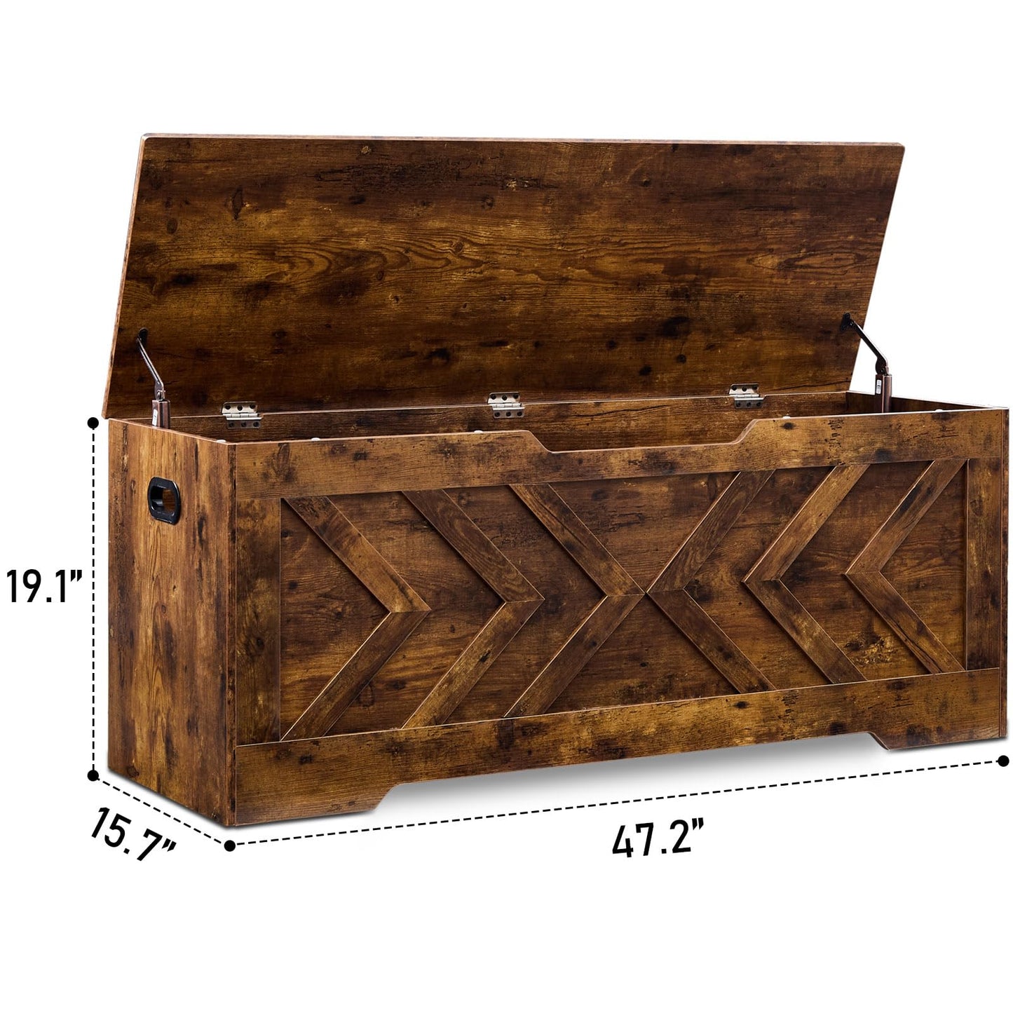 47.2” Storage Bench,Extra Large Wooden Storage Chest with 2 Safety Hinges,entryway Bench,Blanket Storage,Shoe Storage Bench for Entryway,Bedroom,Living Room,Easy Assembly.-Greige