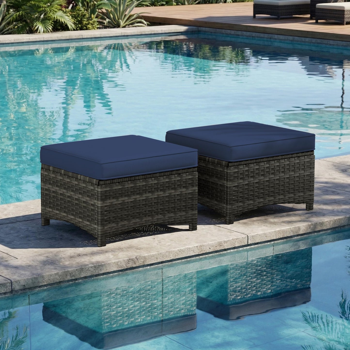 Outdoor Patio Loveseat, All-Weather 2-Seater Wicker Loveseat with Cushions, Outdoor Patio Love Seat Sofa for Garden, Balcony and Deck