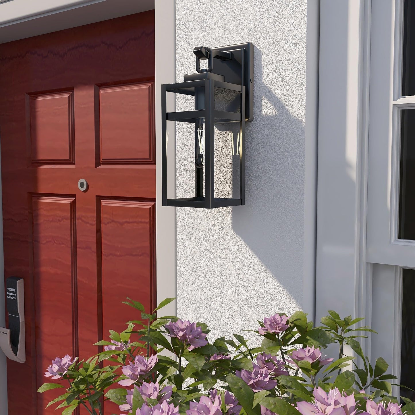 18 Inch Outdoor Wall Light Fixtures, Waterproof Exterior Light Fixtures, Modern Wall Lanterns with Clear Glass Shades, Porch Sconces Lighting for Patio Front Door Entryway Garage, E26 Sockets, 2-Pack