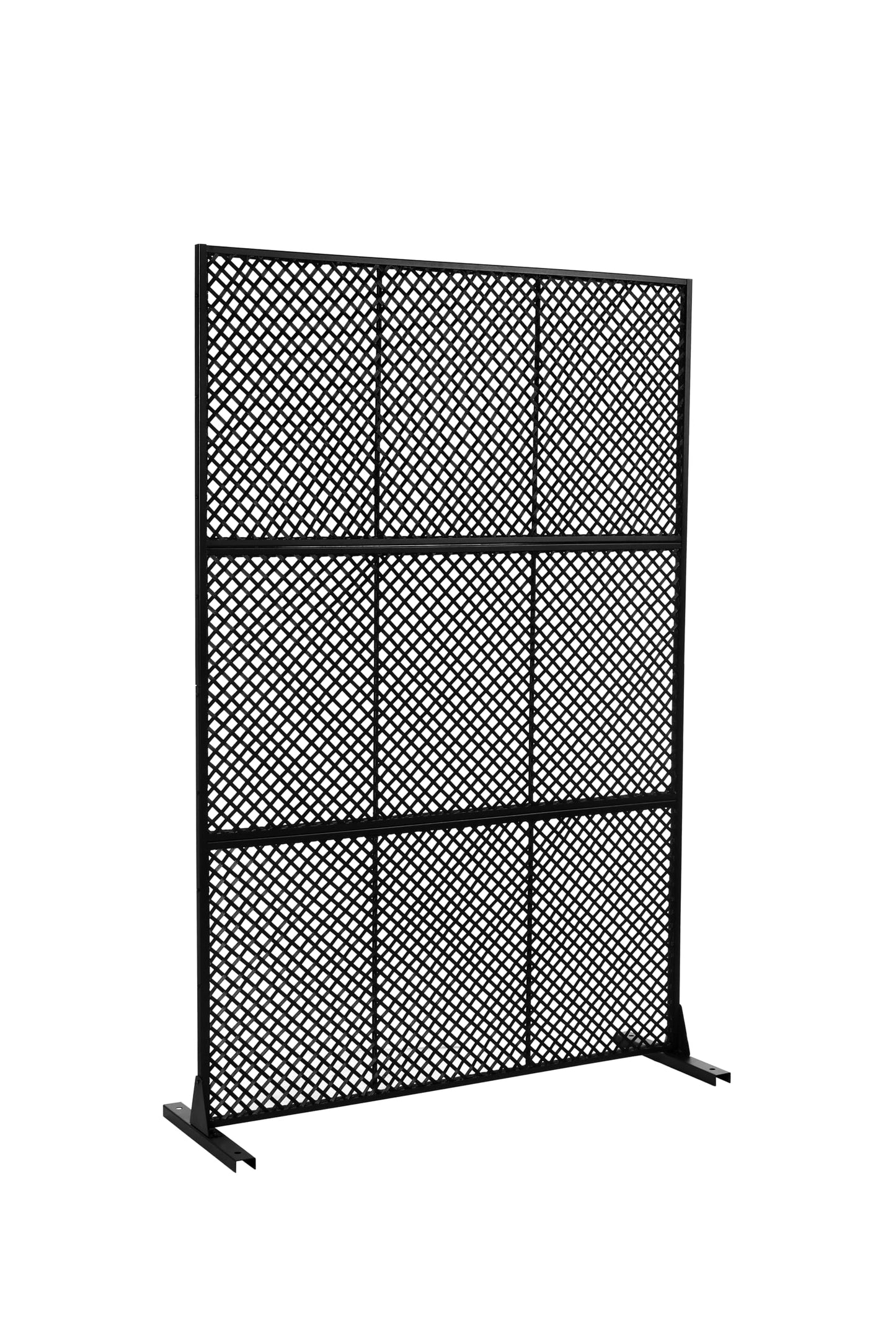 Metal Privacy Screen with Stand, 74" H×47" W Outdoor Privacy Screen for Deck Patio Lawn Garden (Black-Summer)