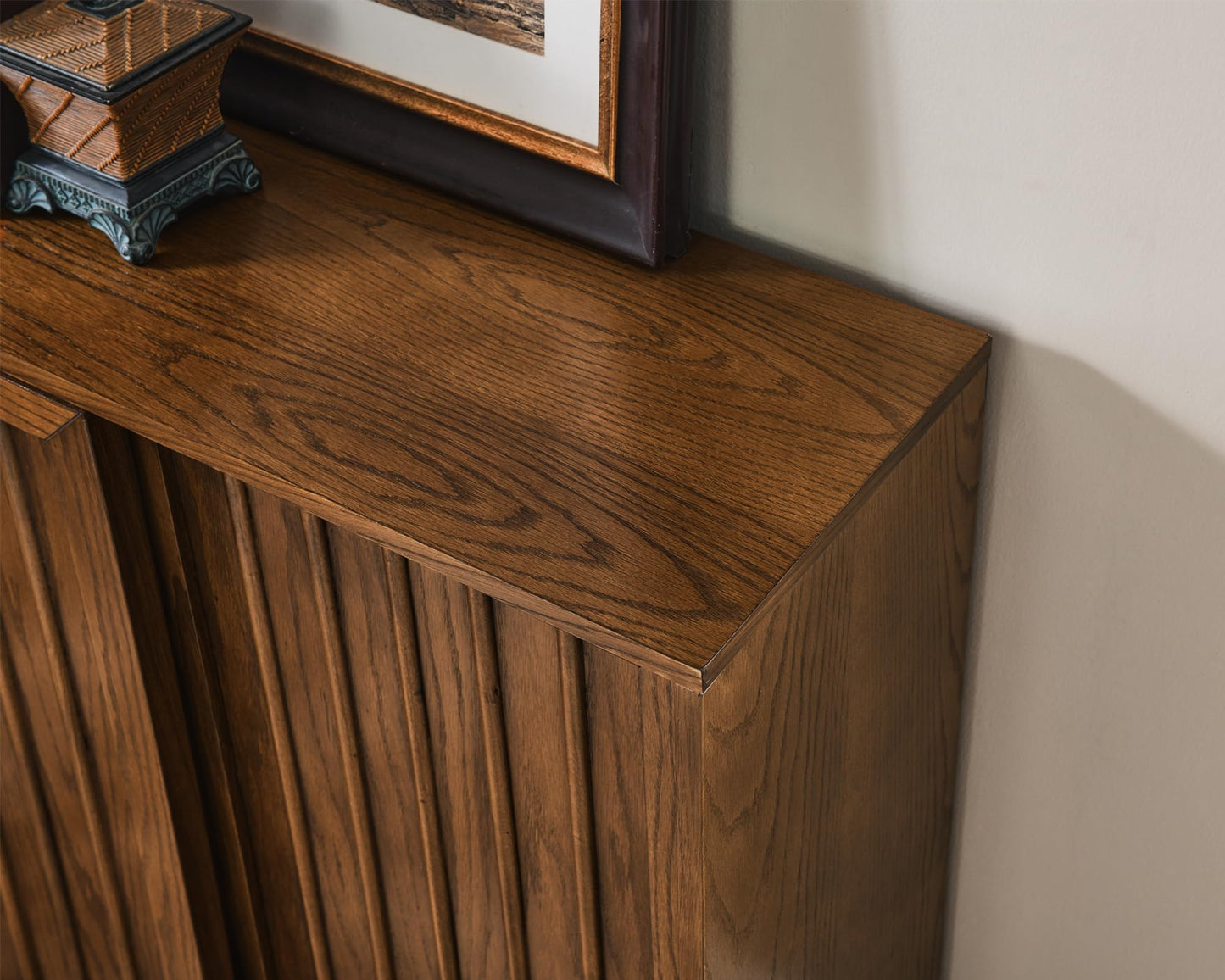 LKTART Mid Century Modern Sideboard Buffet Cabinet, Narrow Walnut Sideboard,Wood Storage Cabinet Credenza with 2 Doors for Living Room, Kitchen, Entryway, Hallway(9.25" D*39" L)